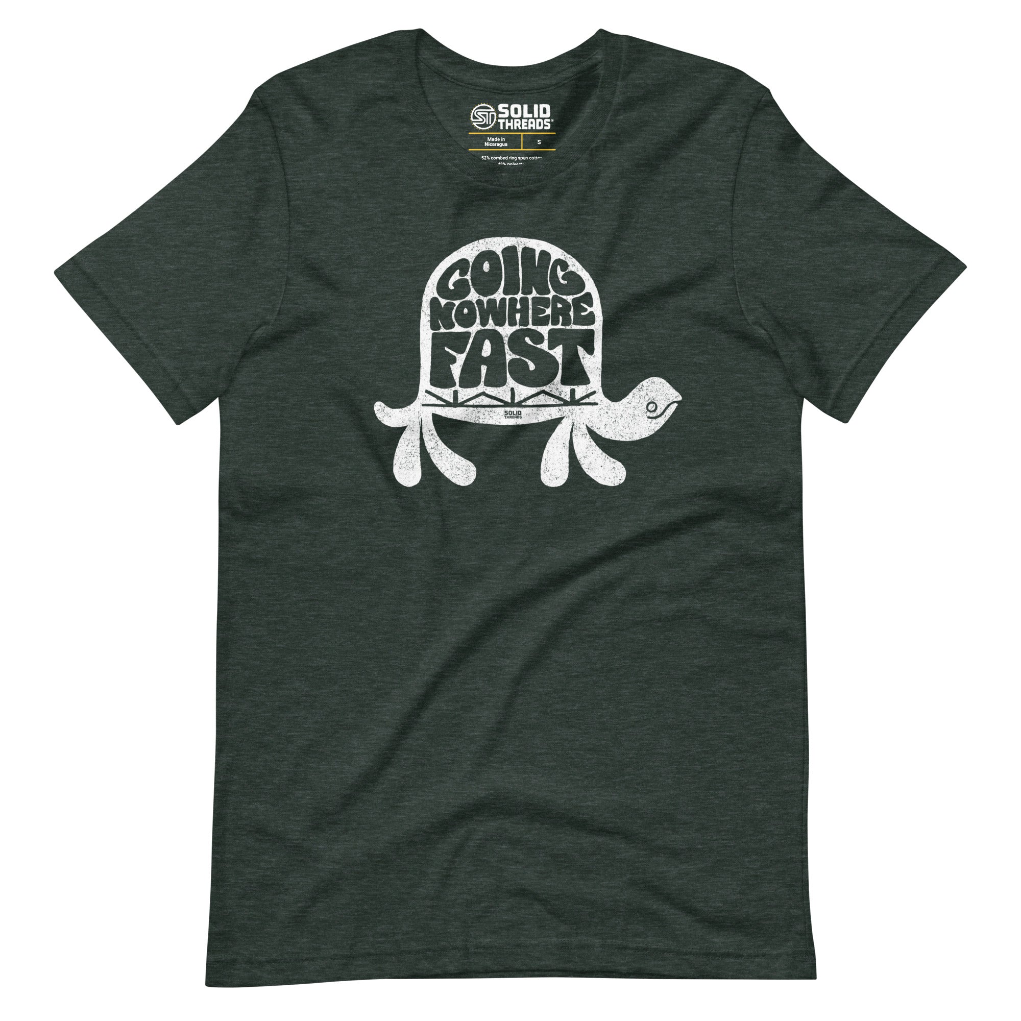 Men's Going Nowhere Fast Vintage Soft Style T-Shirt | Funny Turtle Patience Tee | Solid Threads