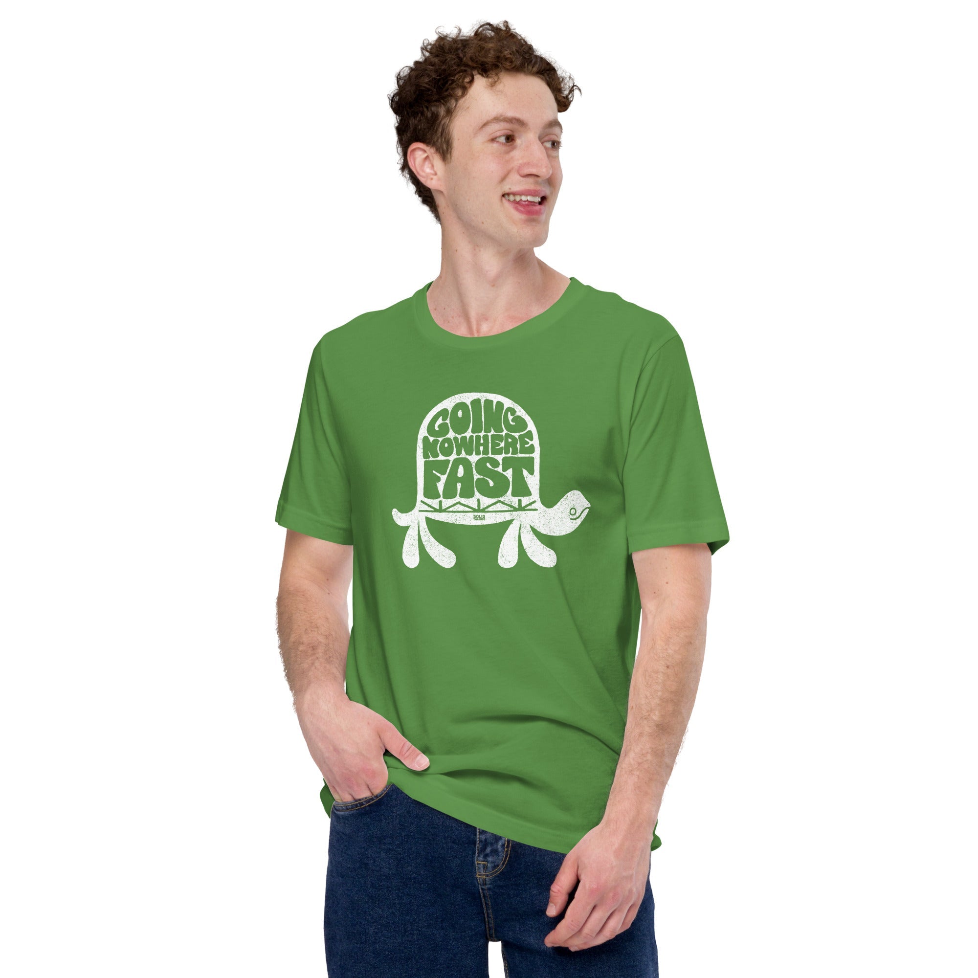 Men's Going Nowhere Fast Vintage Soft Style T-Shirt | Funny Turtle Patience Tee | Solid Threads