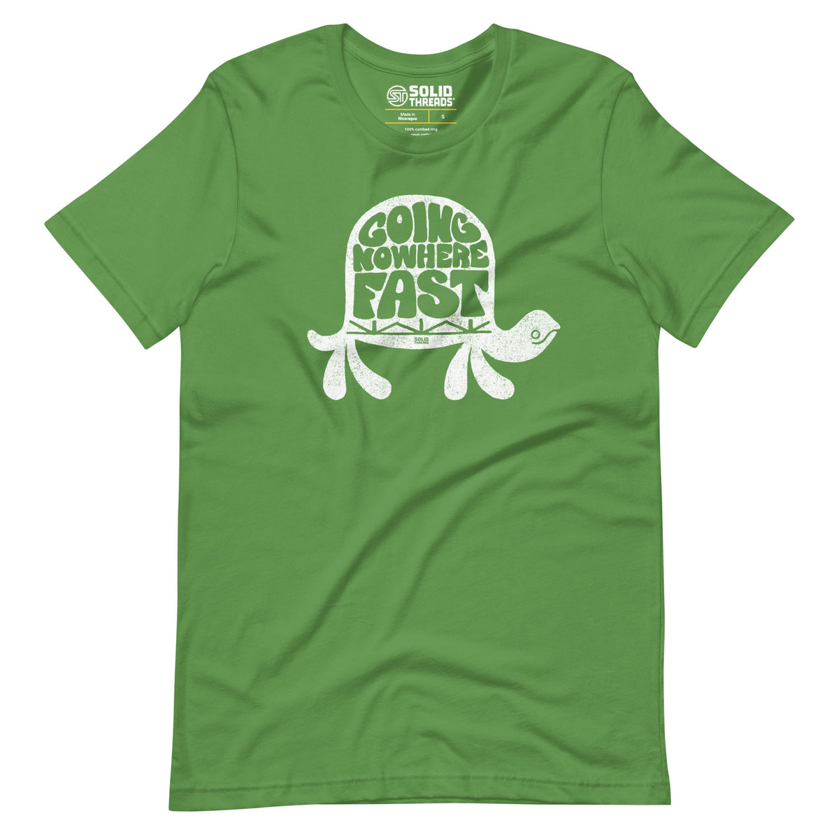 Men&#39;s Going Nowhere Fast Vintage Soft Style T-Shirt | Funny Turtle Patience Tee | Solid Threads