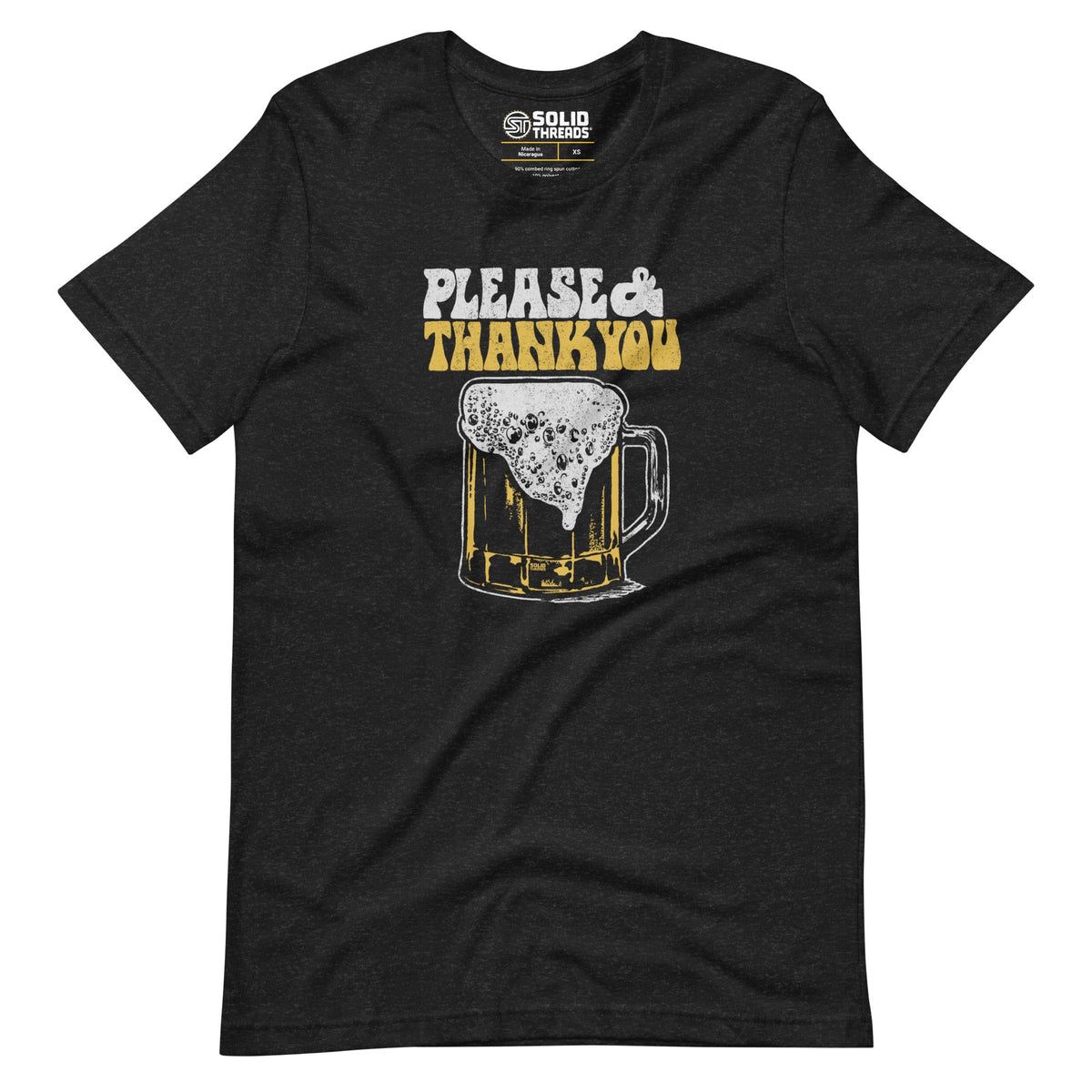 Men&#39;s Please &amp; Thank You Beer Vintage Soft Style T-Shirt | Funny Drinking Tee | Solid Threads