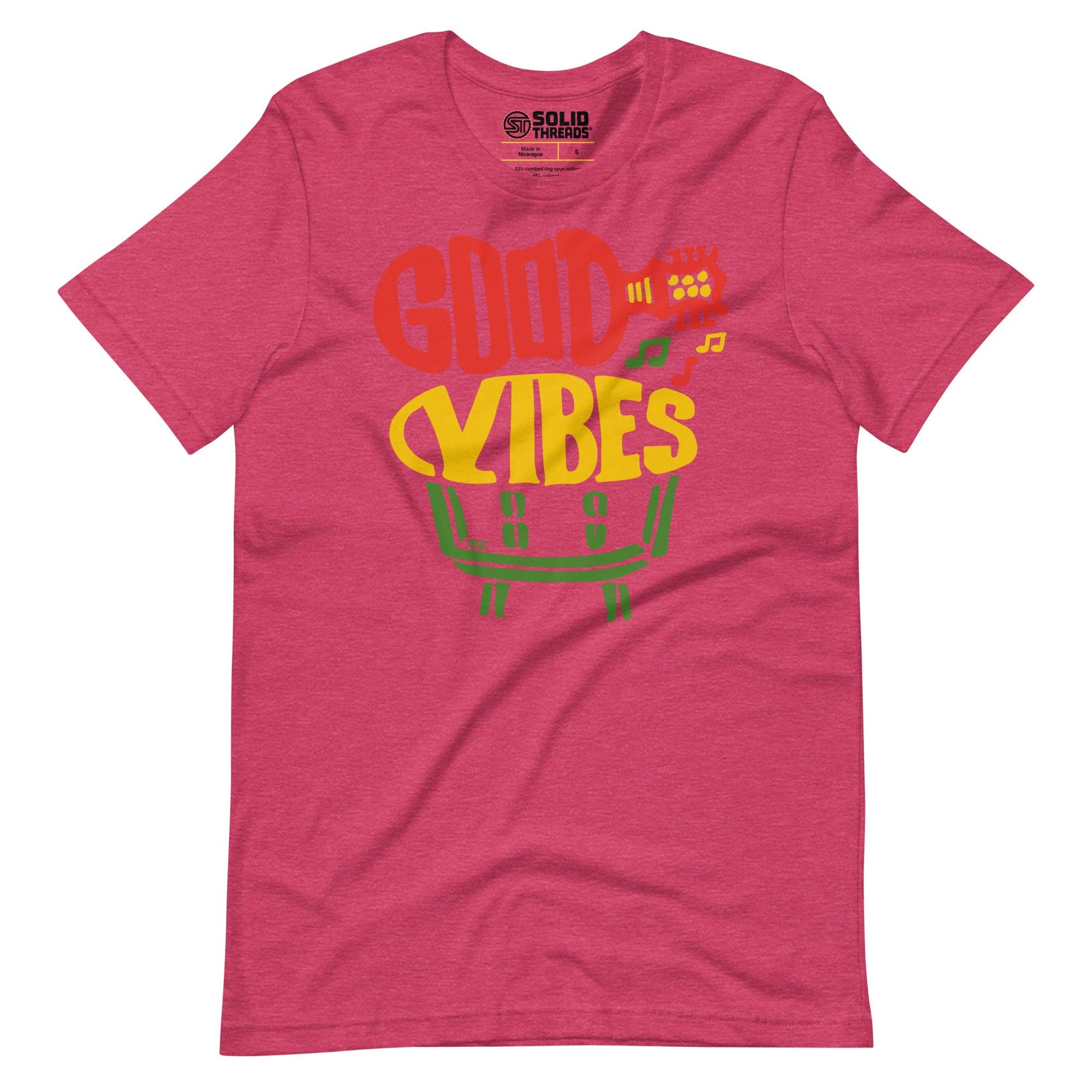 Men's Good Vibes Cool Soft Style T-Shirt | Vintage Music Festival Tee | Solid Threads