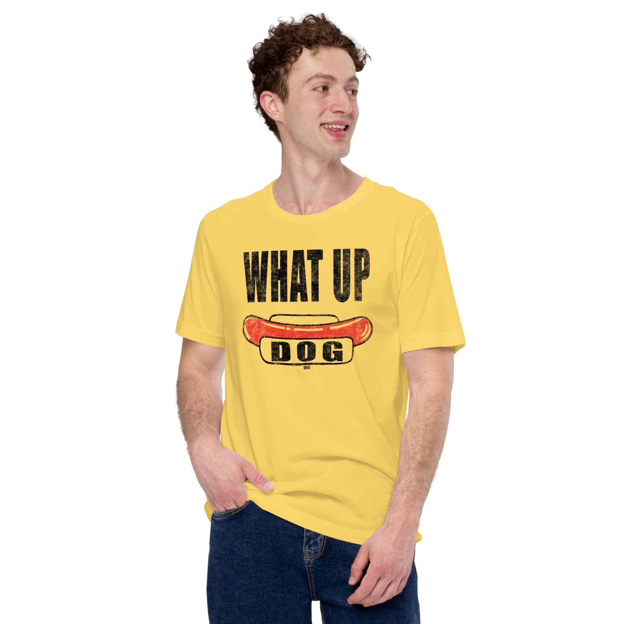 Men's What Up Dog Vintage Soft Style T-Shirt | Funny Barbecue Food Tee | Solid Threads