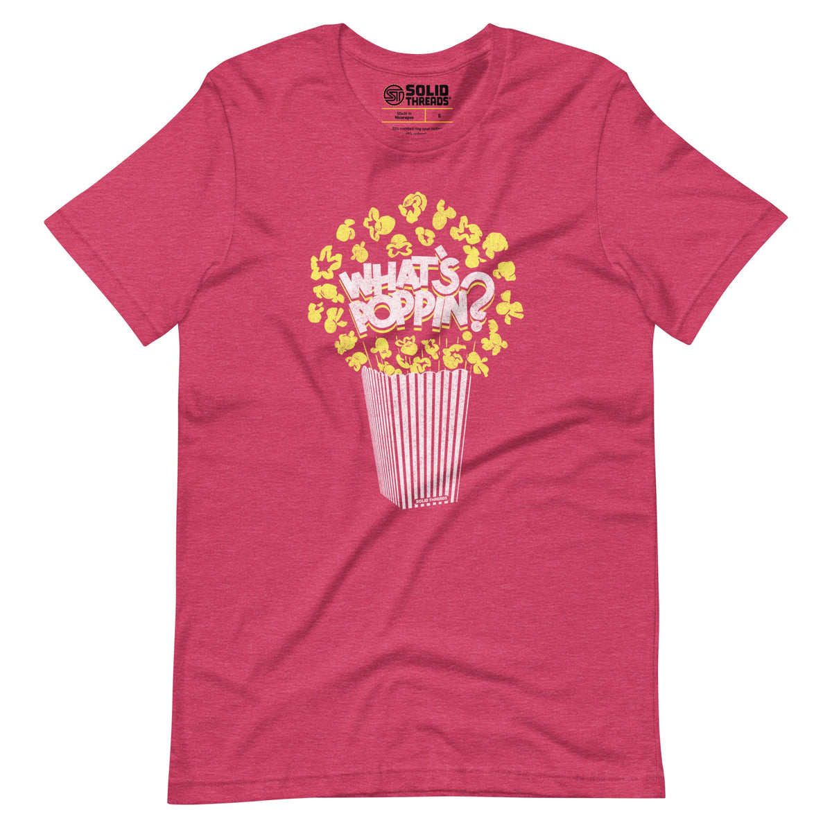 Men&#39;s Whats Poppin Funny Soft Style T-Shirt | Vintage Movie Snack Tee | Solid Threads