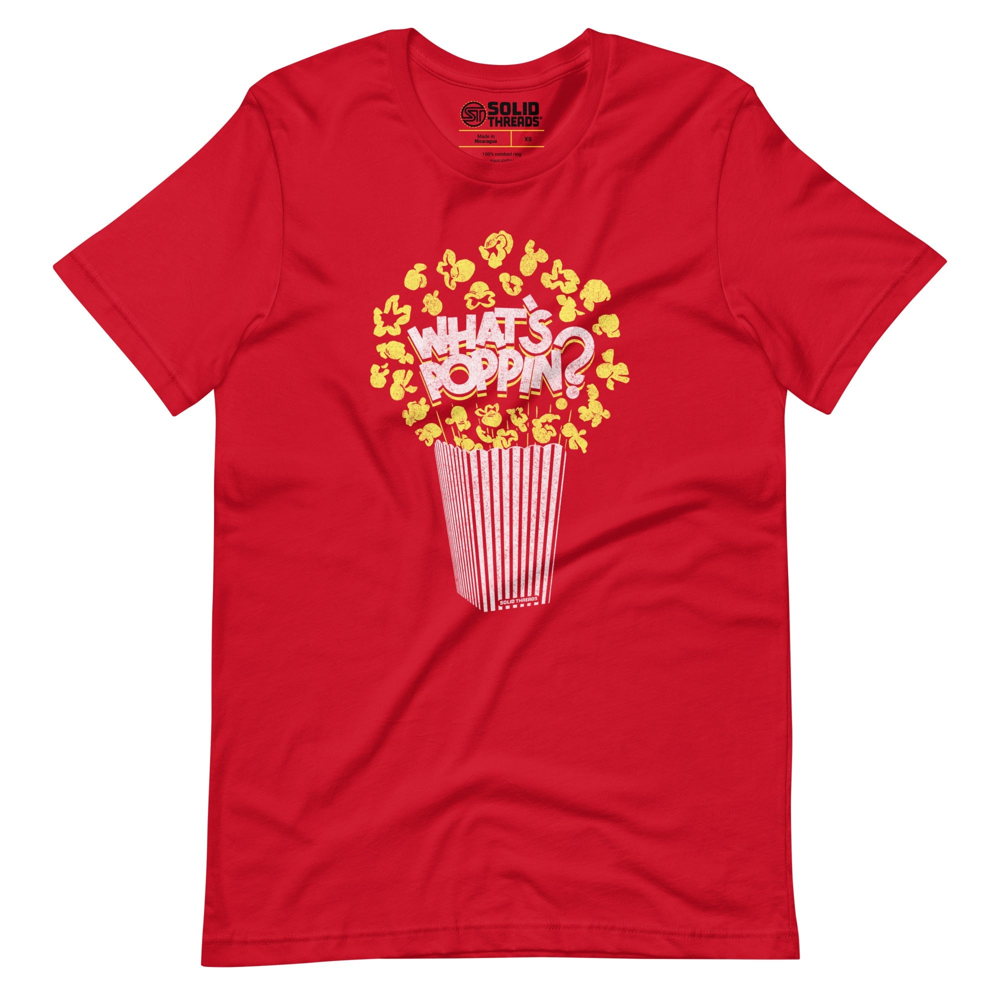 Men's Whats Poppin Funny Soft Style T-Shirt | Vintage Movie Snack Tee | Solid Threads