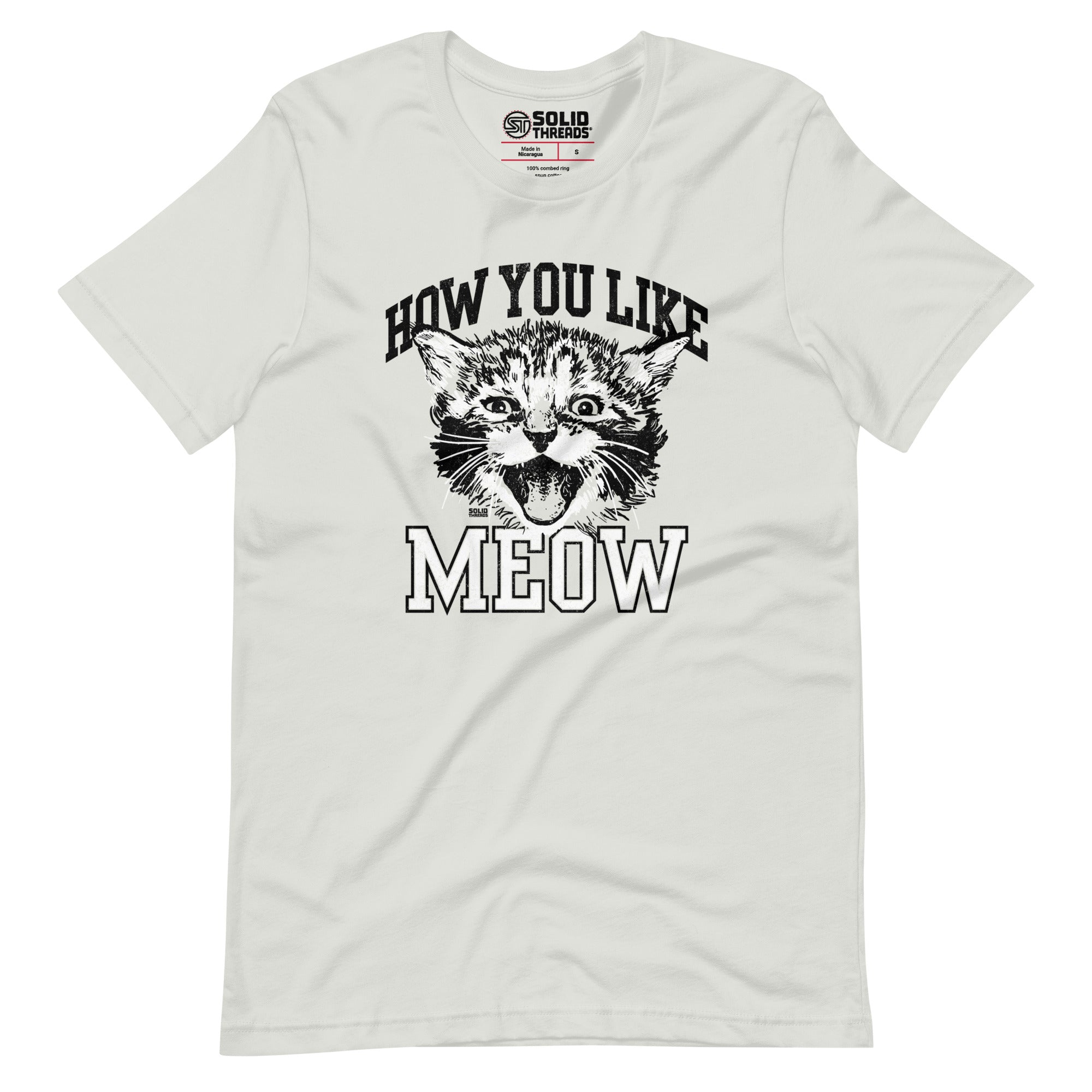 Men's How You Like Meow Vintage Soft Style T-Shirt | Funny Cat Tee | Solid Threads