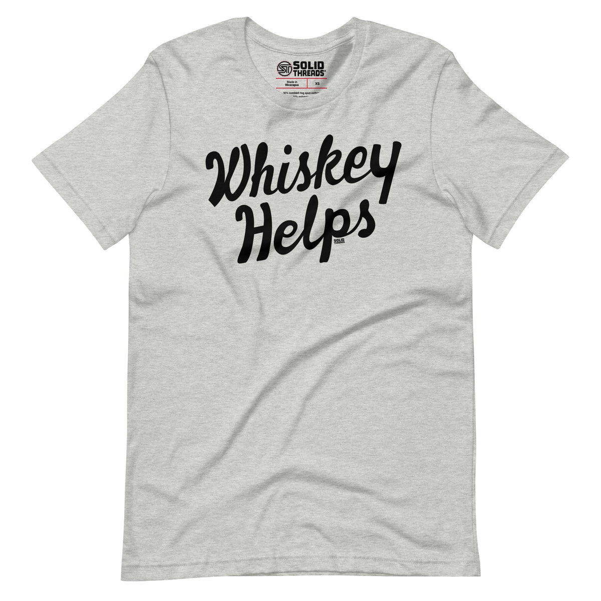 Men&#39;s Whiskey Helps Cool Soft Style Heather T-Shirt | Funny Drinking Tee | Solid Threads