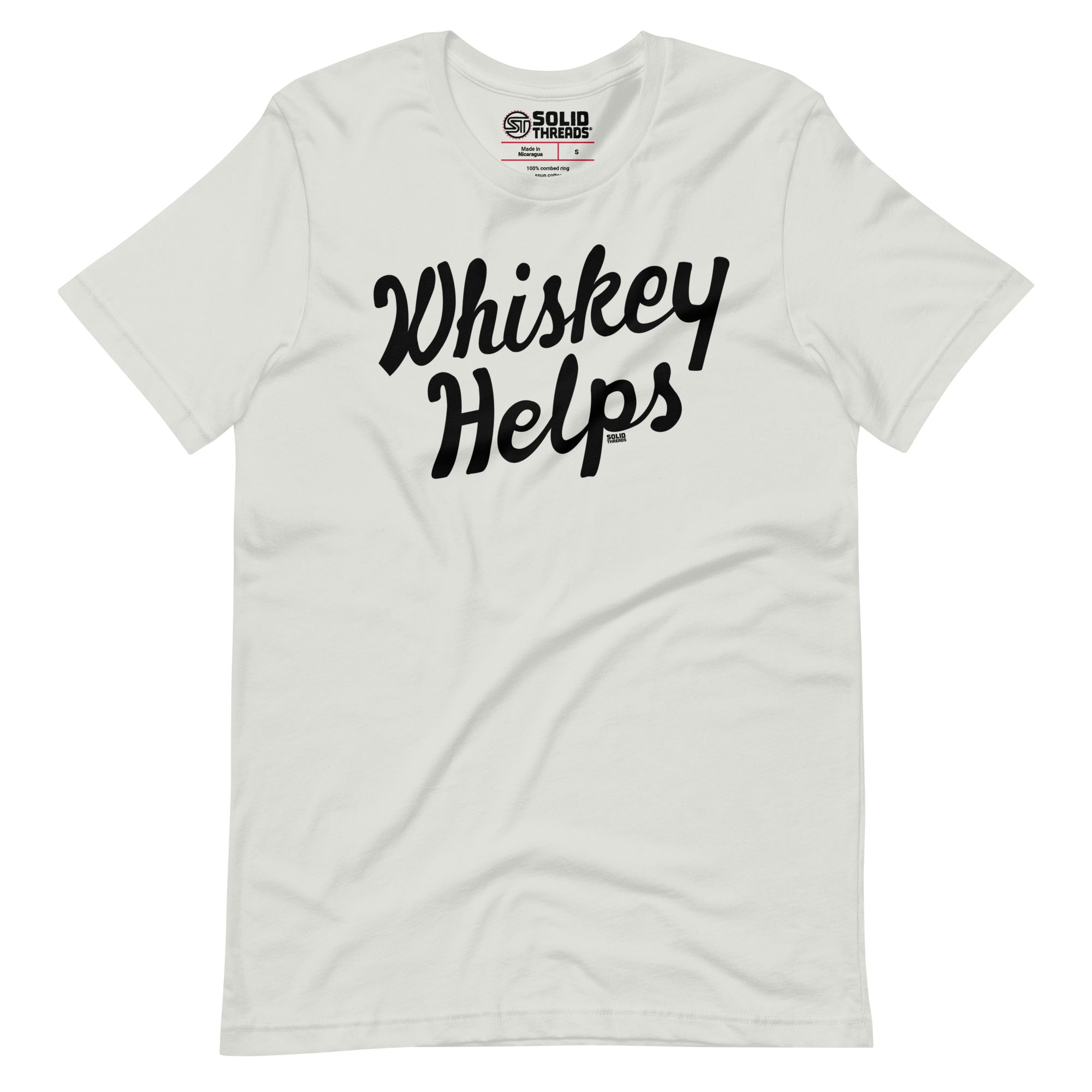 Men's Whiskey Helps Cool Soft Style Heather T-Shirt | Funny Drinking Tee | Solid Threads