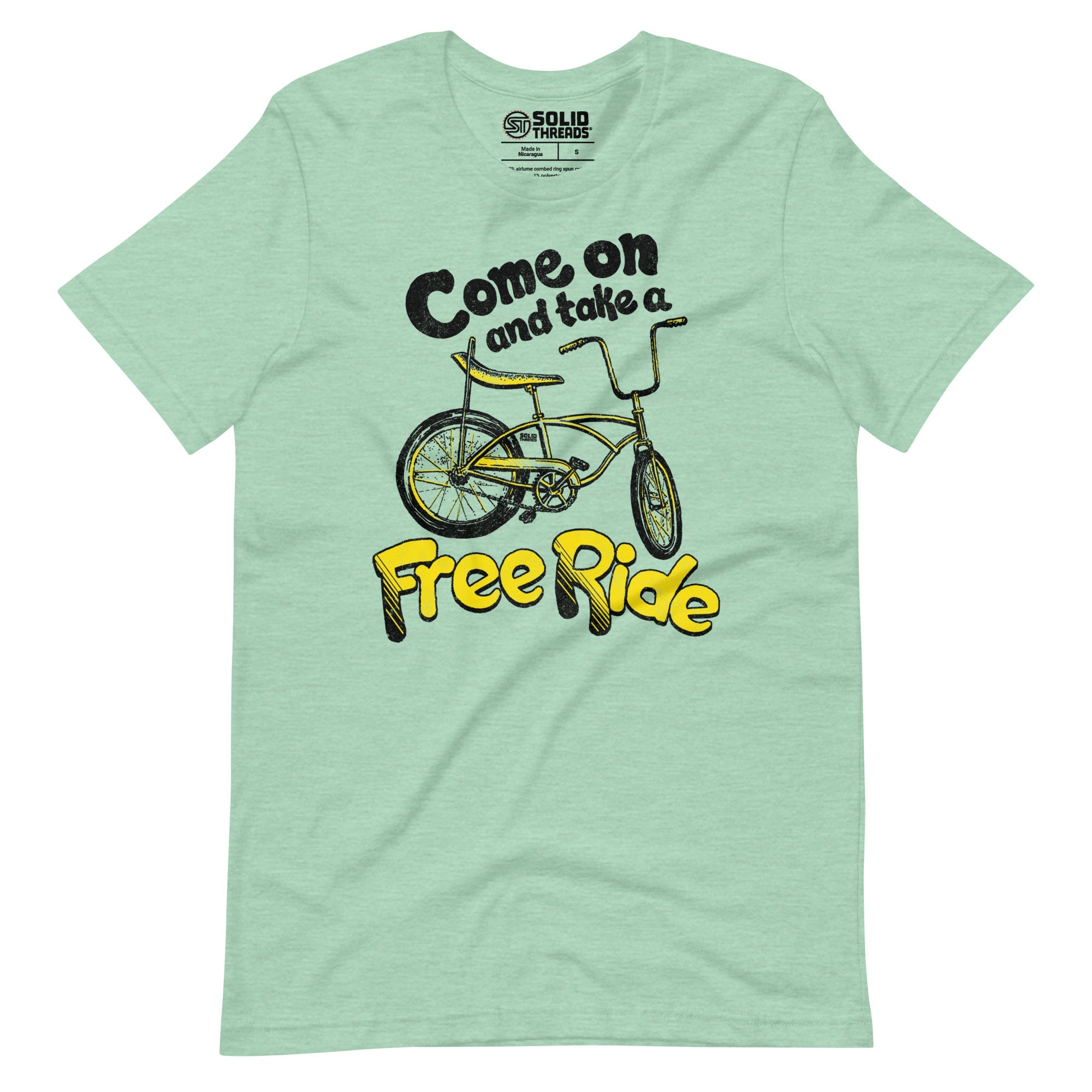 Men's Come On And Take A Free Ride Vintage Soft Style T-Shirt | Funny Bicycle Tee | Solid Threads