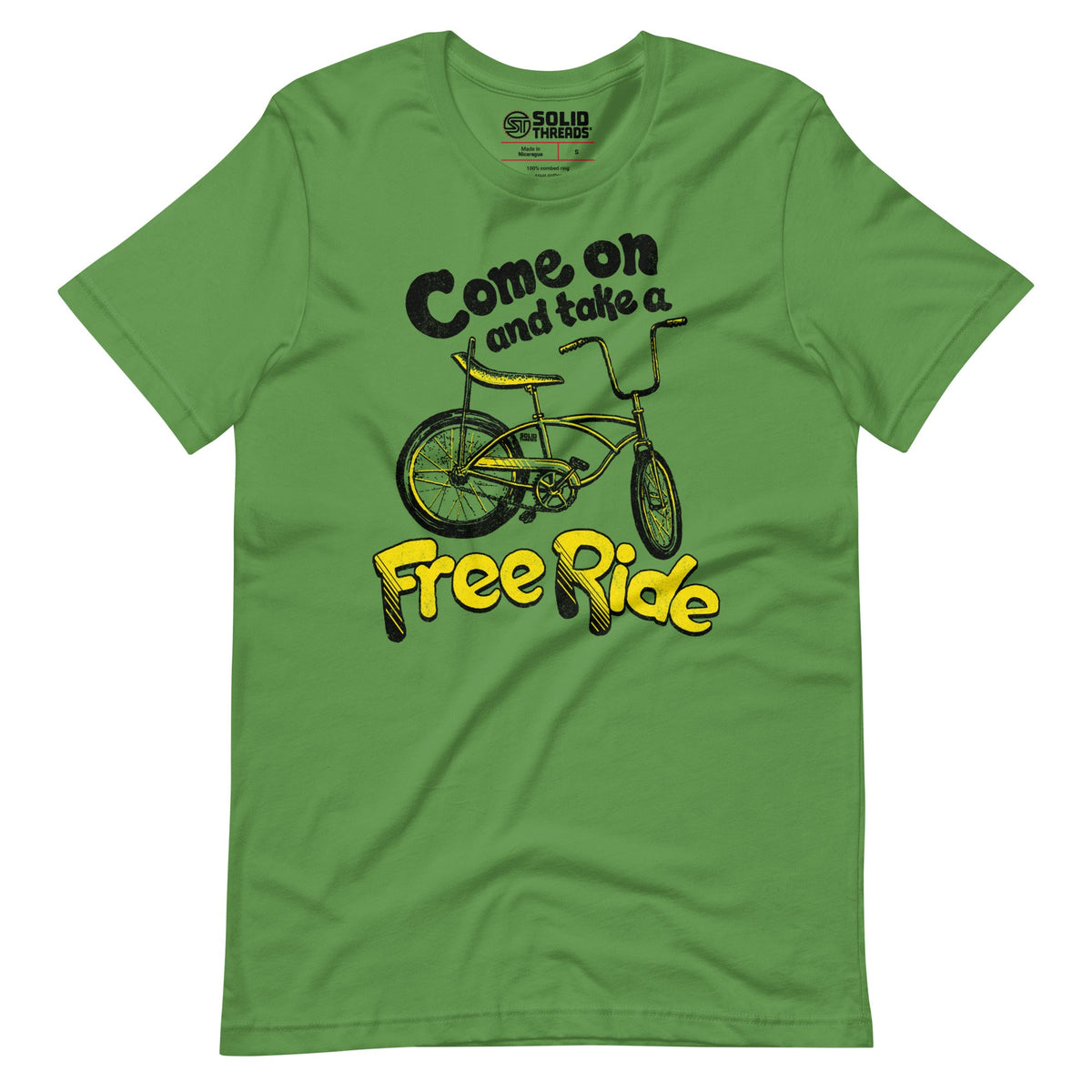 Men&#39;s Come On And Take A Free Ride Vintage Soft Style T-Shirt | Funny Bicycle Tee | Solid Threads