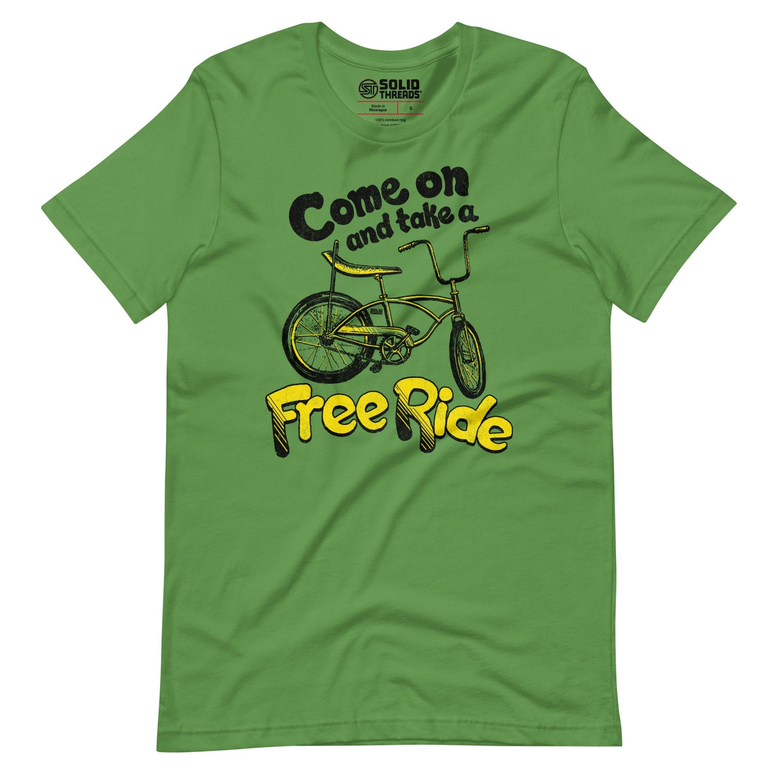 Men's Come On And Take A Free Ride Vintage Soft Style T-Shirt | Funny Bicycle Tee | Solid Threads