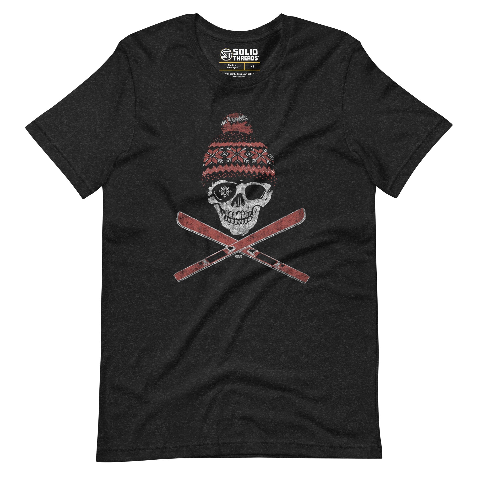 Men's Ski Skull Cool Soft Style T-Shirt | Vintage Winter Mountains Tee | Solid Threads