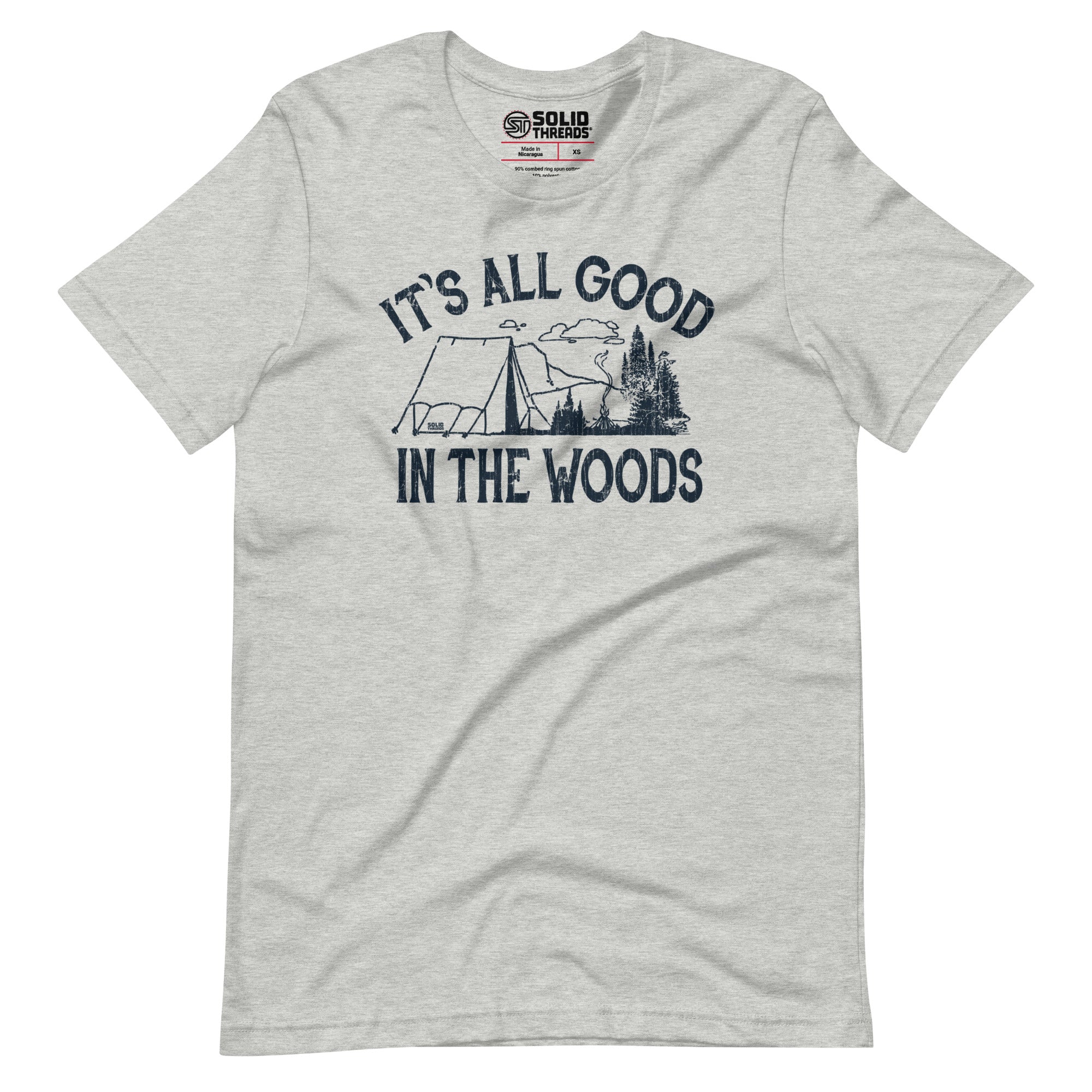 Men's Its All Good In The Woods Vintage Soft Style T-Shirt | Cool Camping Tee | Solid Threads