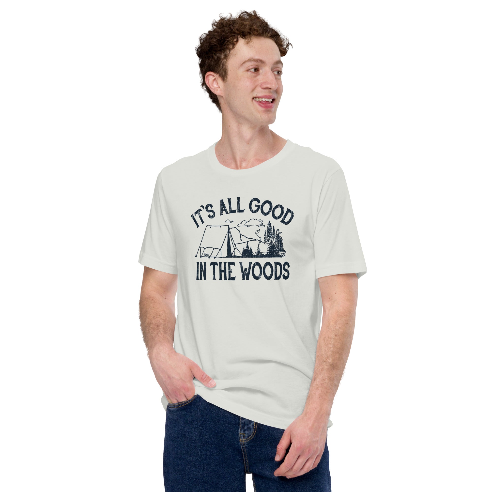 Men's Its All Good In The Woods Vintage Soft Style T-Shirt | Cool Camping Tee | Solid Threads