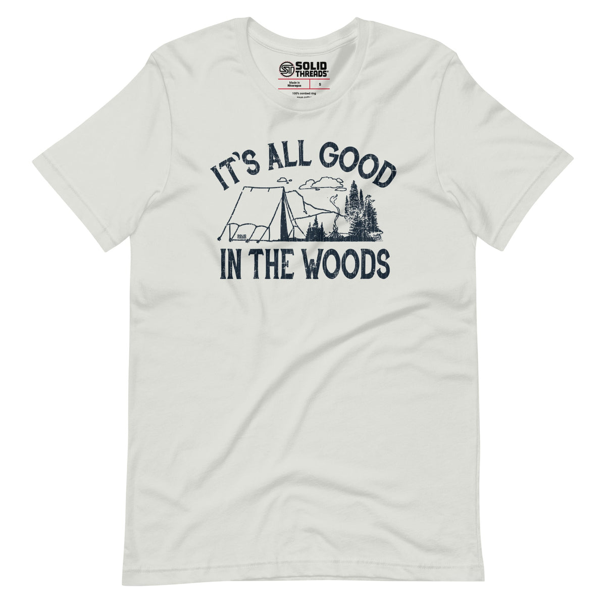 Men&#39;s Its All Good In The Woods Vintage Soft Style T-Shirt | Cool Camping Tee | Solid Threads