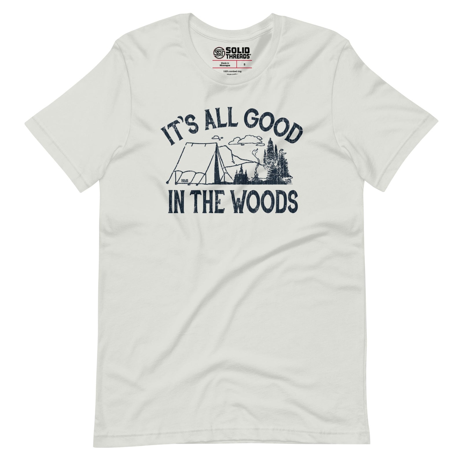 Men's Its All Good In The Woods Vintage Soft Style T-Shirt | Cool Camping Tee | Solid Threads