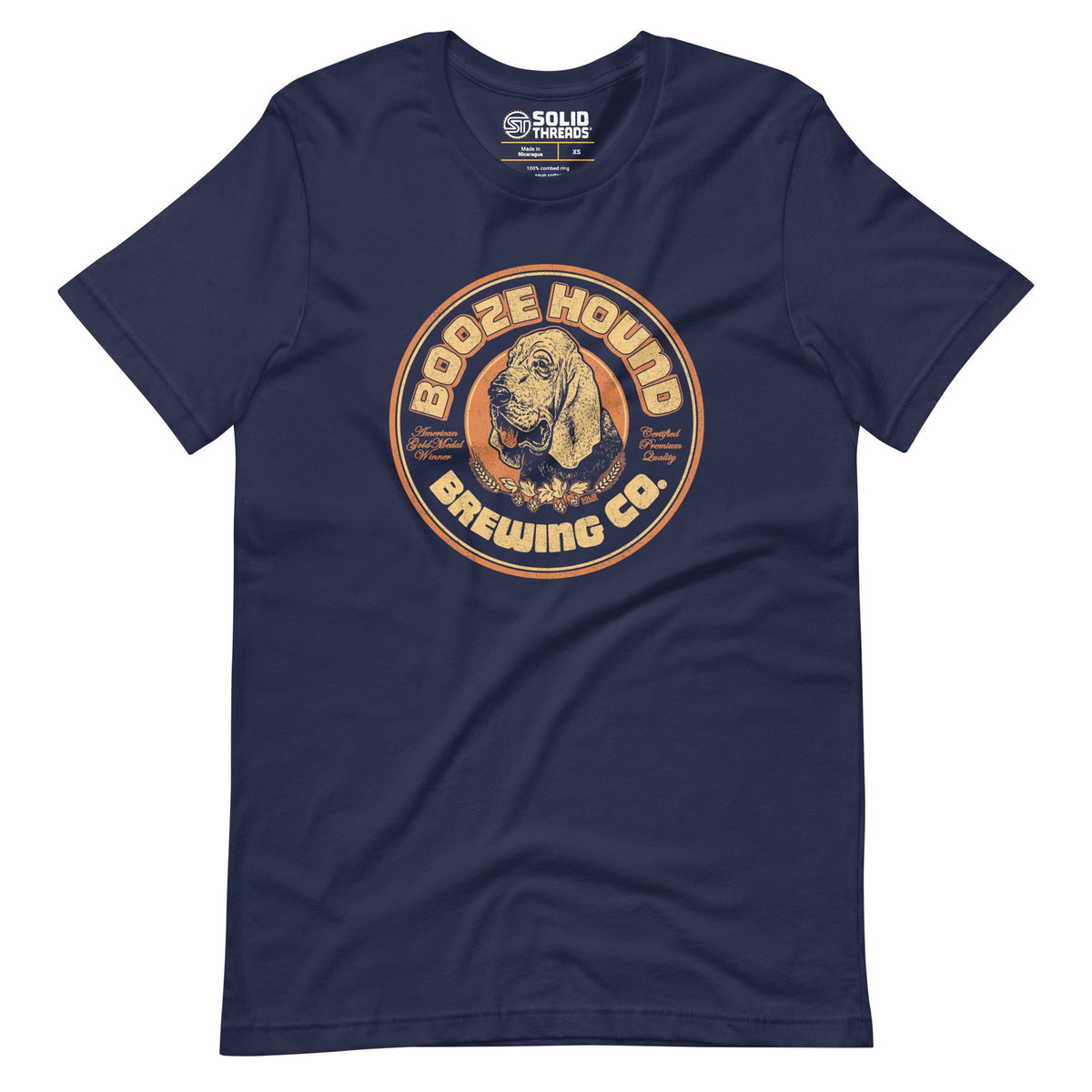 Men&#39;s Boozehound Brewing Co. Vintage Soft Style T-Shirt | Funny Drinking Tee | Solid Threads