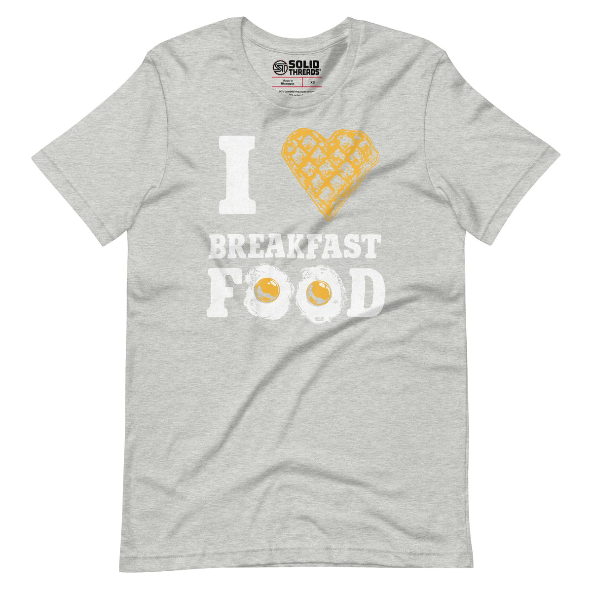 Men&#39;s I Heart Breakfast Food Vintage Soft Style T-Shirt | Funny American Diner Tee | Solid Threads