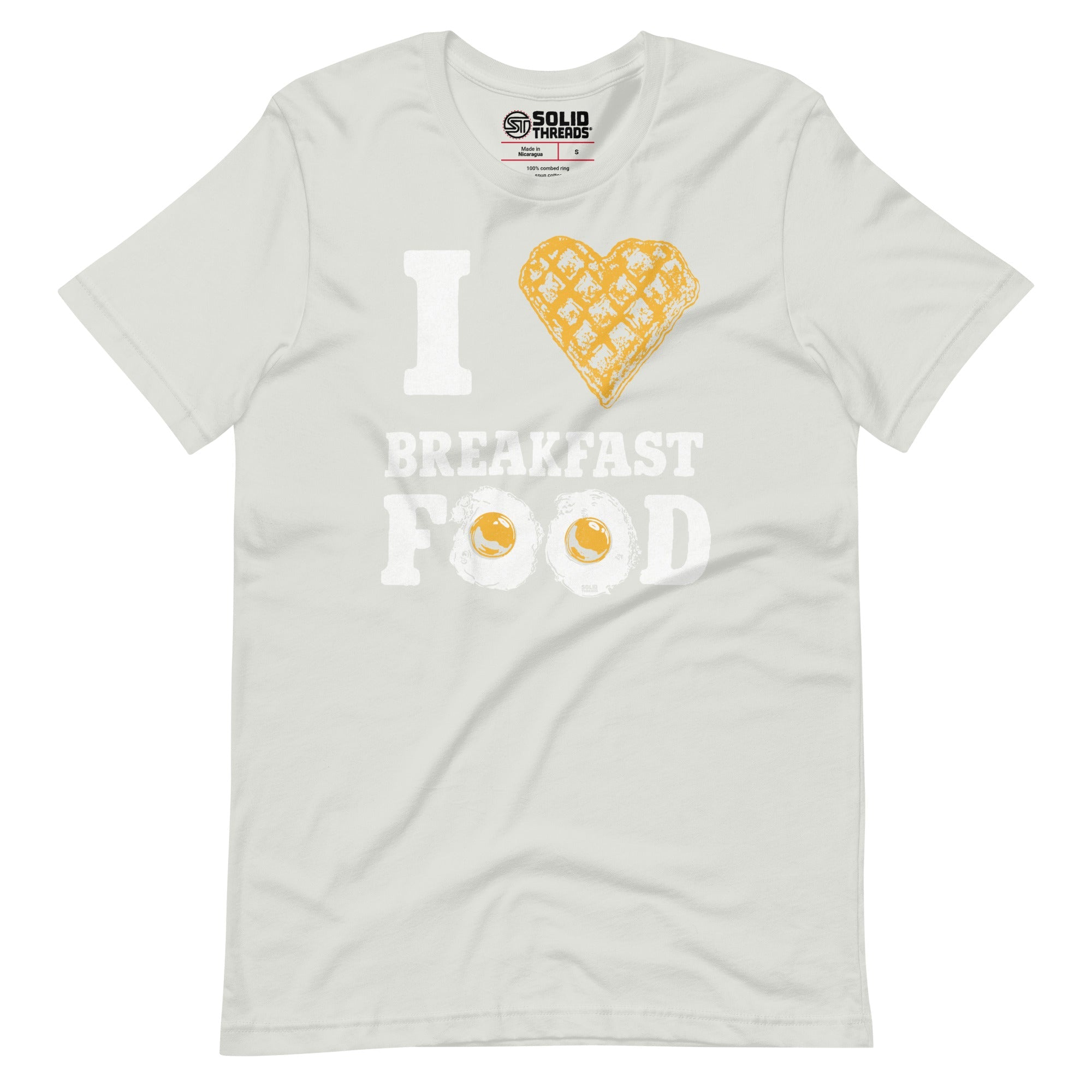 Men's I Heart Breakfast Food Vintage Soft Style T-Shirt | Funny American Diner Tee | Solid Threads