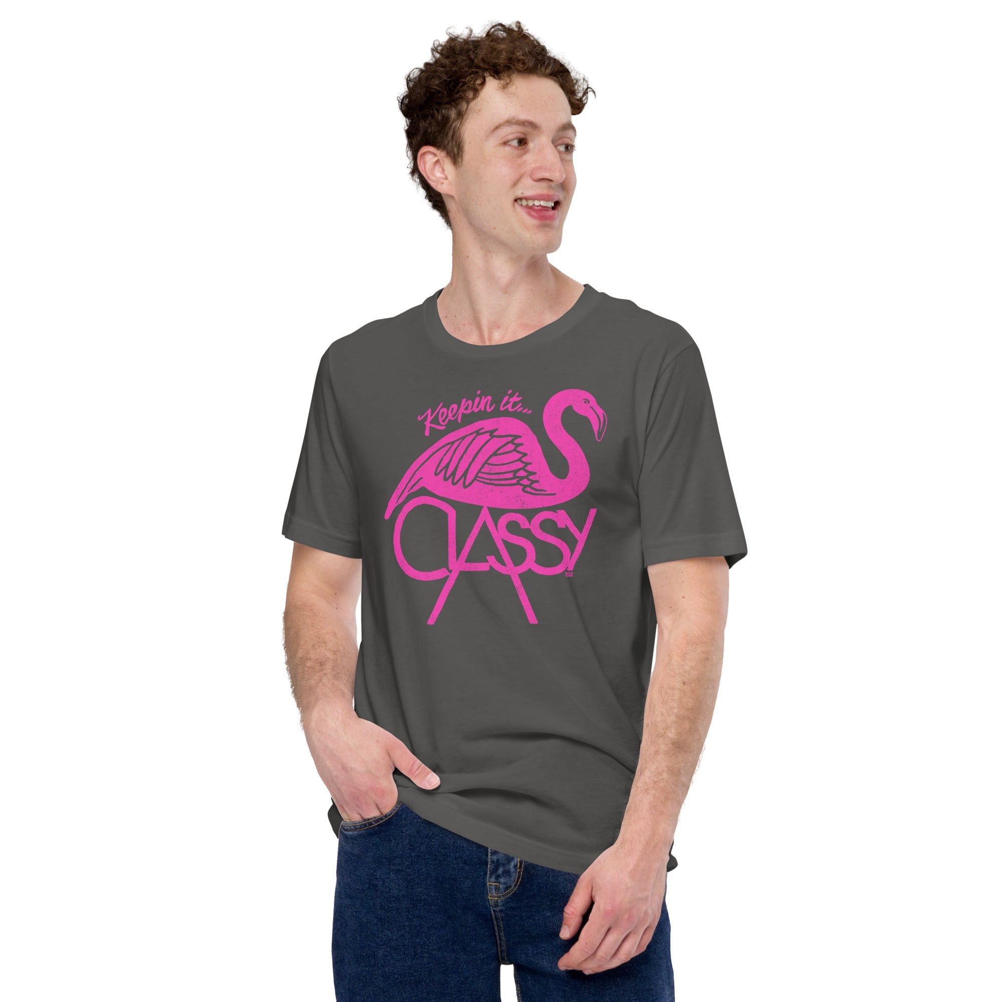 Men's Keepin It Classy Vintage Soft Style T-Shirt | Funny Flamingo Tee | Solid Threads