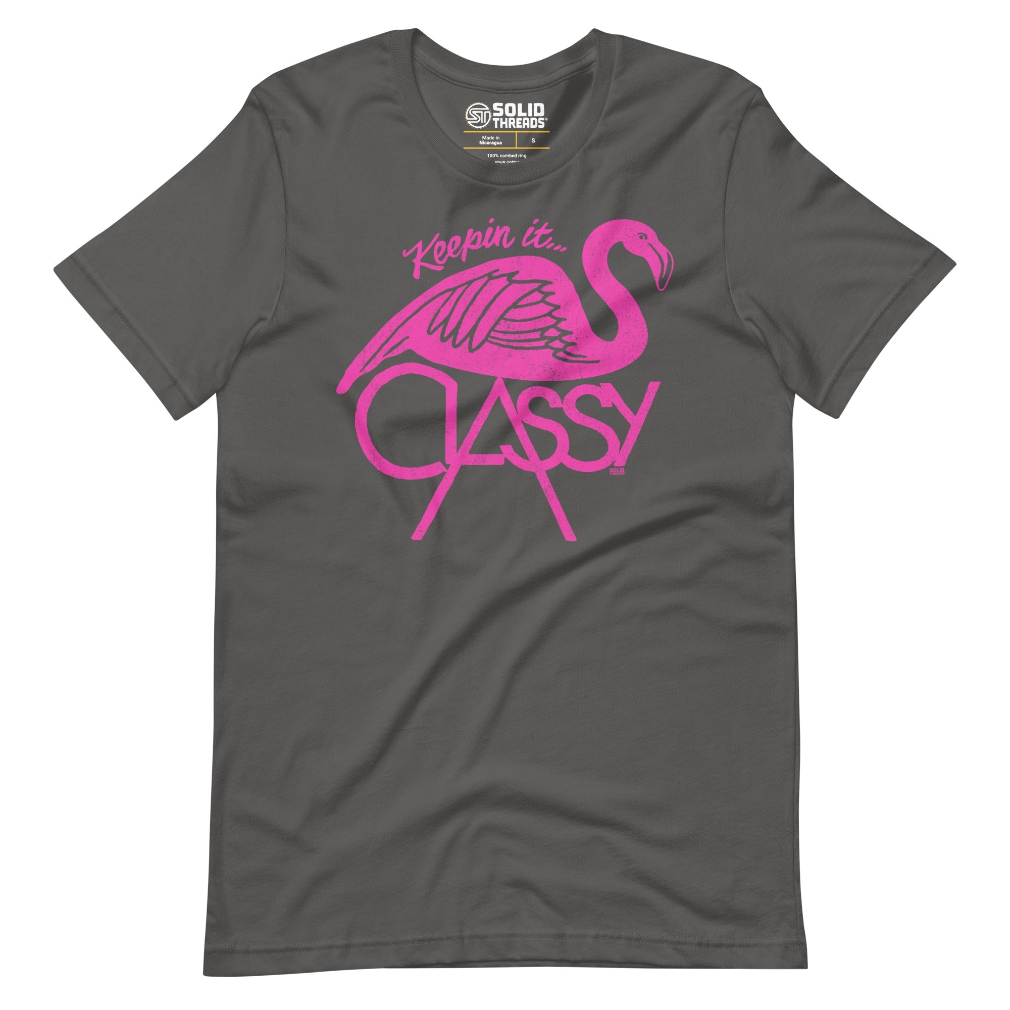 Men's Keepin It Classy Vintage Soft Style T-Shirt | Funny Flamingo Tee | Solid Threads