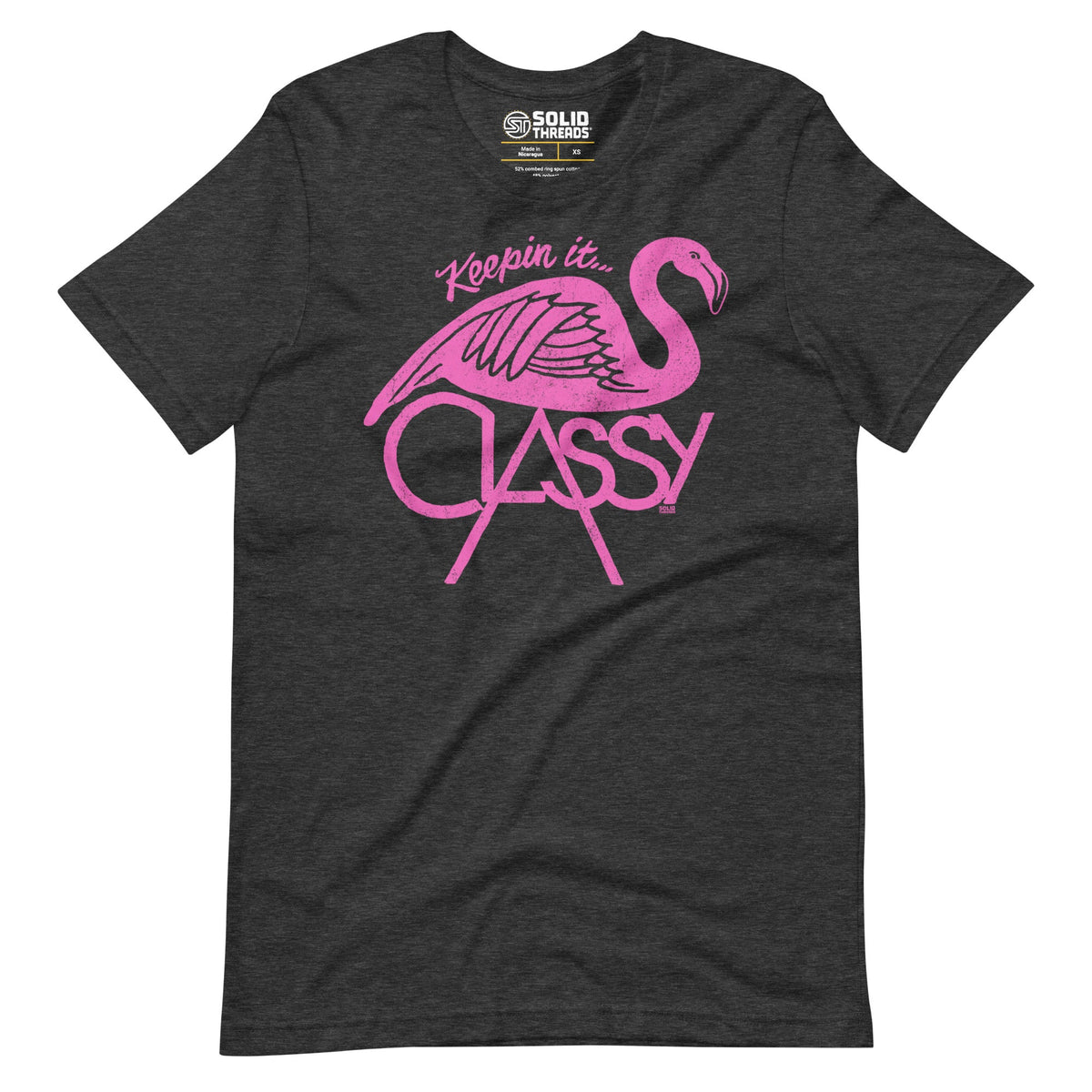 Men&#39;s Keepin It Classy Vintage Soft Style T-Shirt | Funny Flamingo Tee | Solid Threads