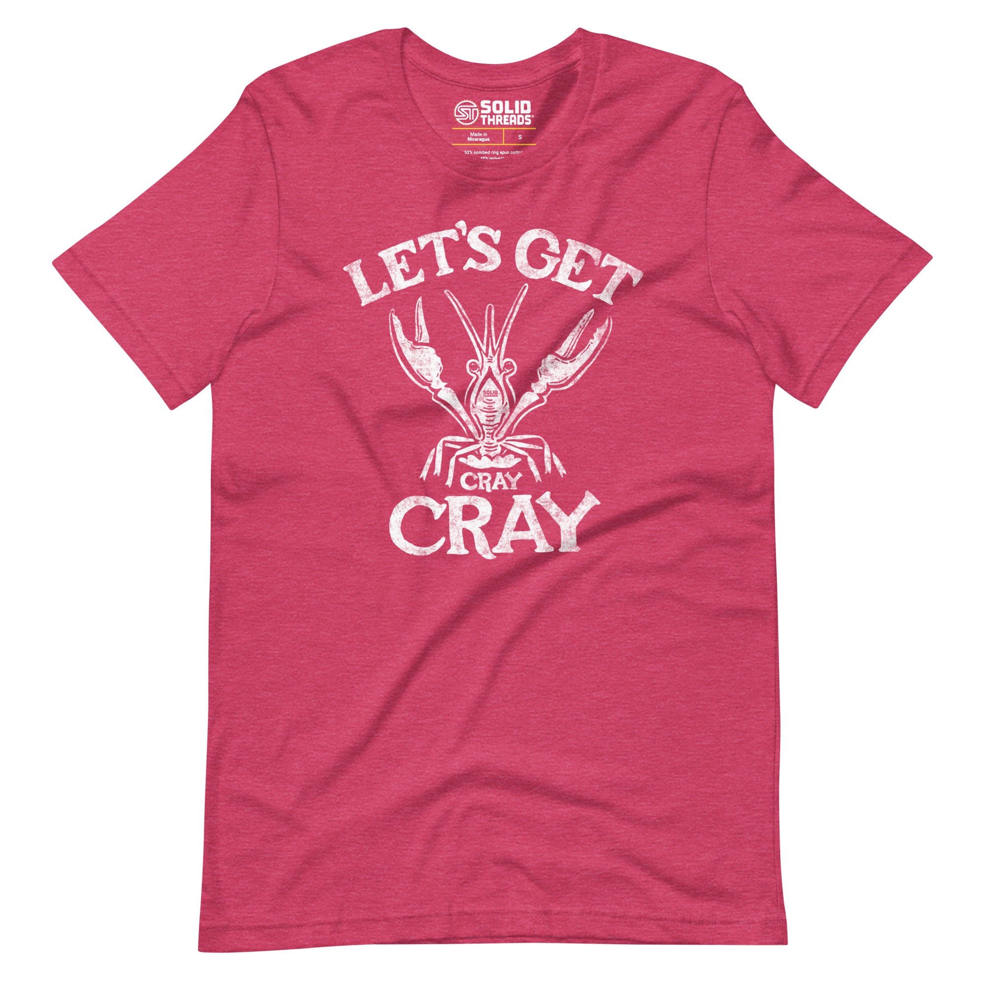 Men's Lets Get Cray Cray Funny Soft Style T-Shirt | Vintage Seafood Tee | Solid Threads