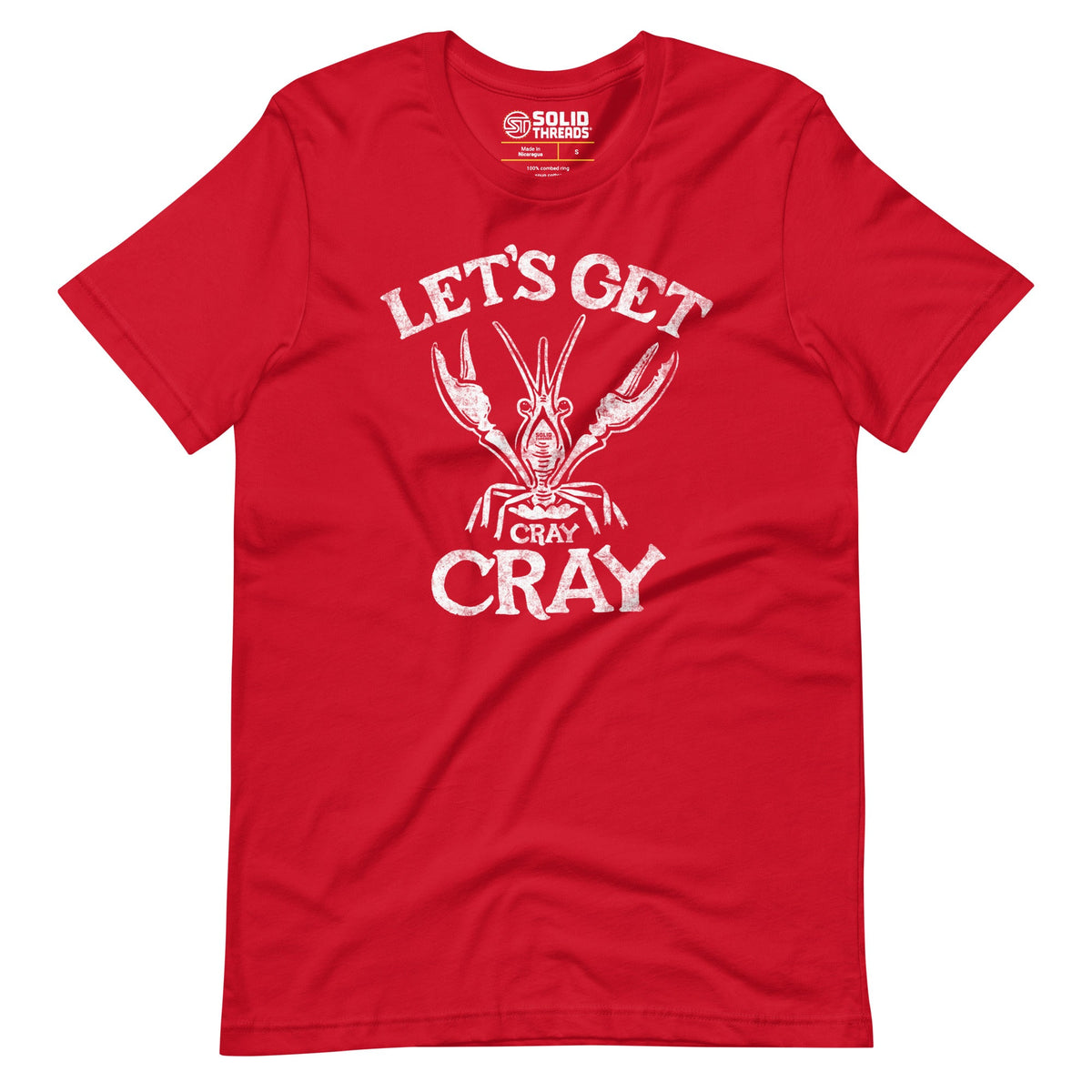 Men&#39;s Lets Get Cray Cray Funny Soft Style T-Shirt | Vintage Seafood Tee | Solid Threads