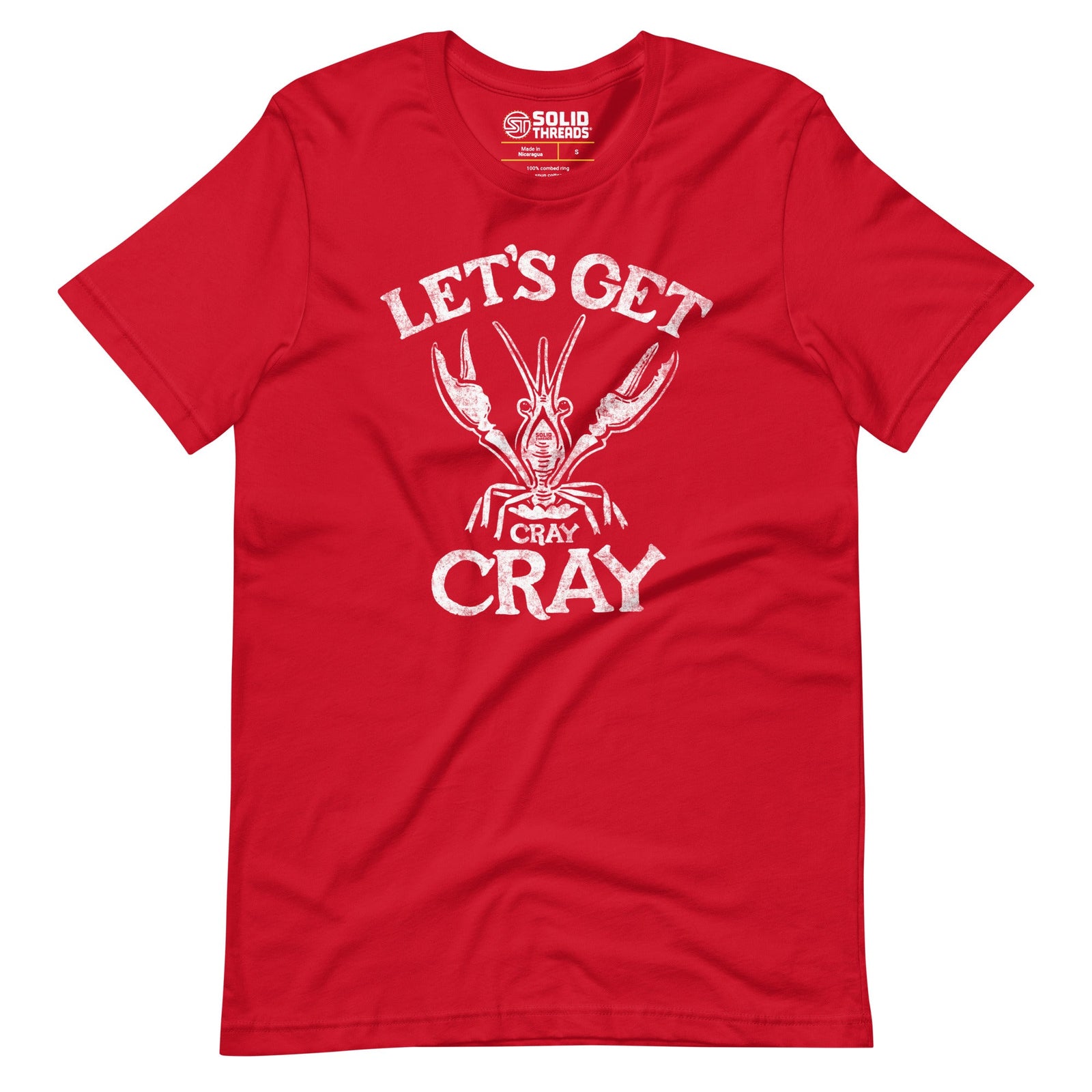 Men's Lets Get Cray Cray Funny Soft Style T-Shirt | Vintage Seafood Tee | Solid Threads