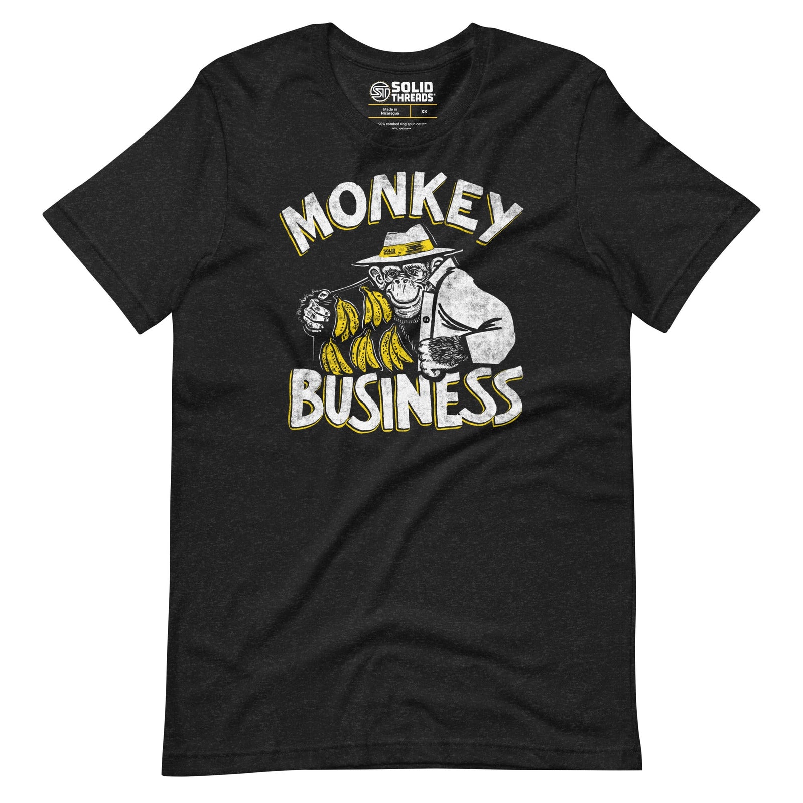 Men's Monkey Business Vintage Soft Style T-Shirt | Funny Animal Pun Tee | Solid Threads