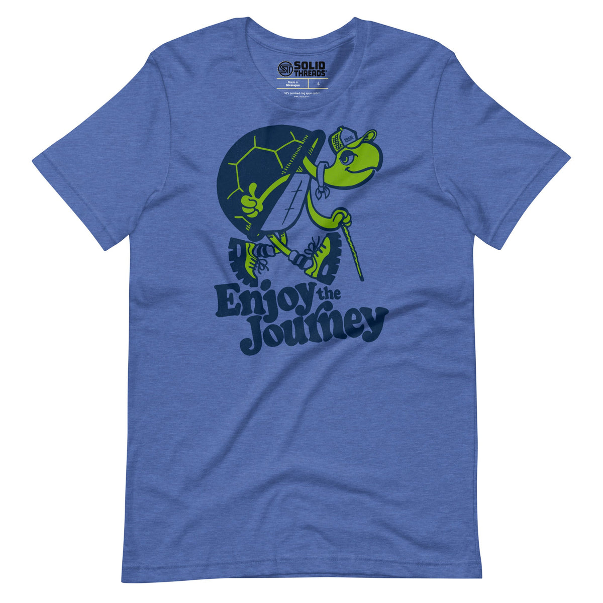 Men&#39;s Turtle Enjoy The Journey Cool Soft Style T-Shirt | Vintage Travel Tee | Solid Threads