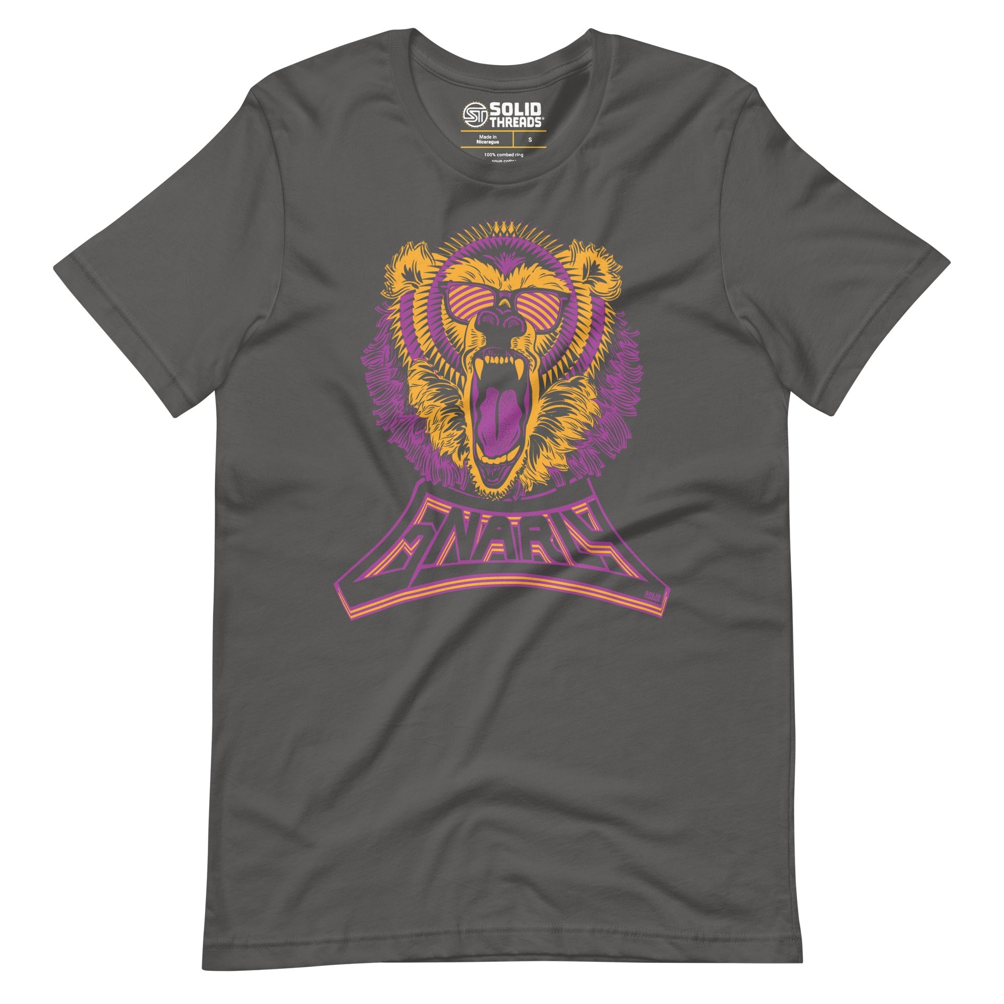 Men's Gnarly Bear Cool Soft Style T-Shirt | Vintage Skateboarder Tee | Solid Threads