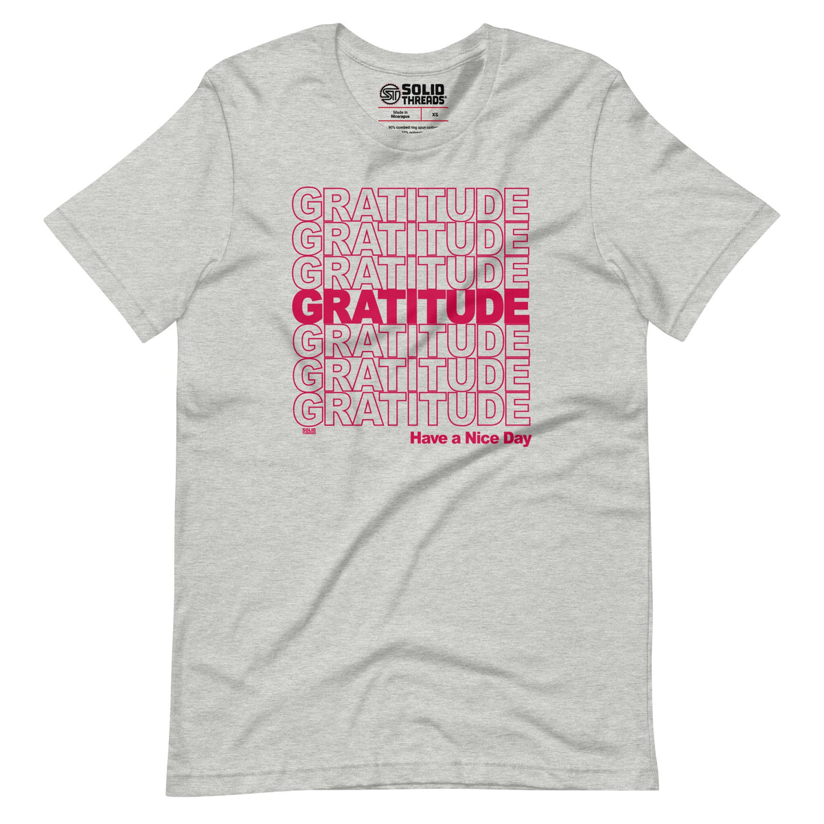 Men&#39;s Gratitude Cool Soft Style T-Shirt | Vintage Wholesome Positivity Tee | Solid Threads