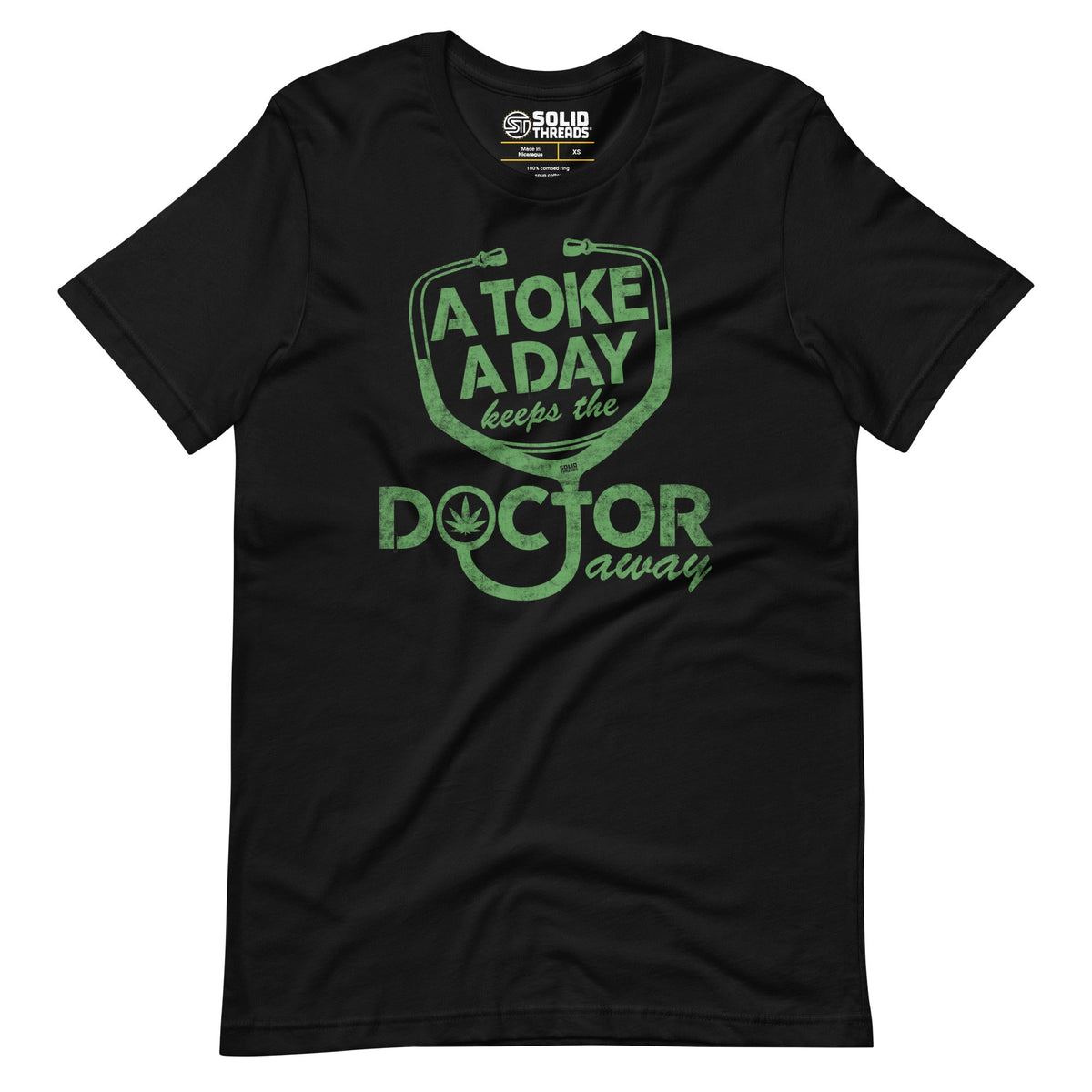 Men&#39;s A Toke A Day Funny Soft Style T-Shirt | Vintage Marijuana Tee | Solid Threads