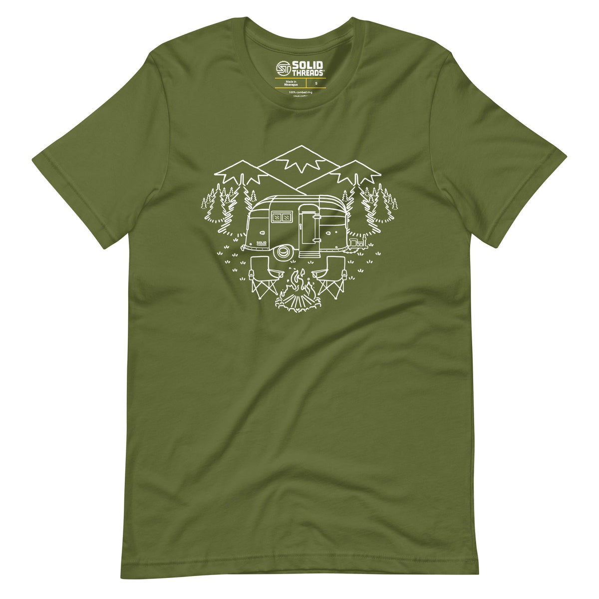 Men&#39;s Camp Site Vintage Soft Style T-Shirt | Cool Hiking Mountains Tee | Solid Threads