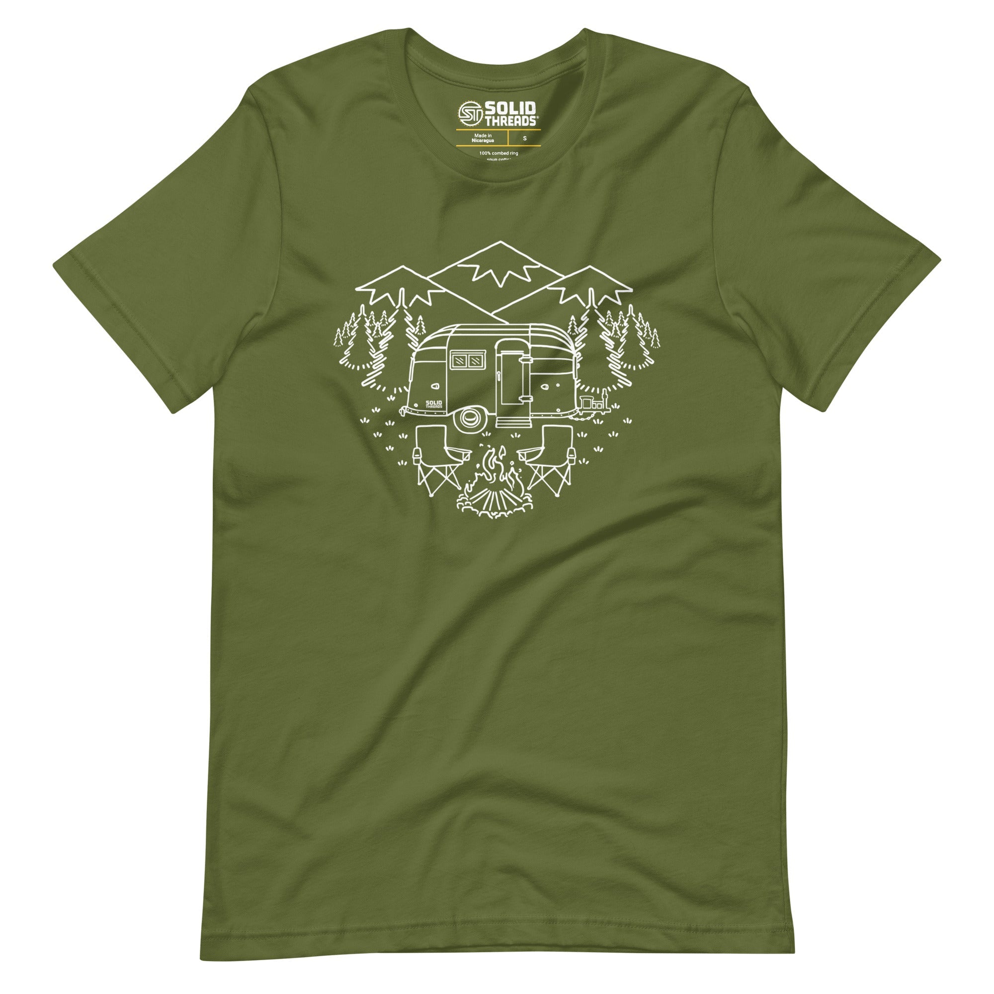 Men's Camp Site Vintage Soft Style T-Shirt | Cool Hiking Mountains Tee | Solid Threads