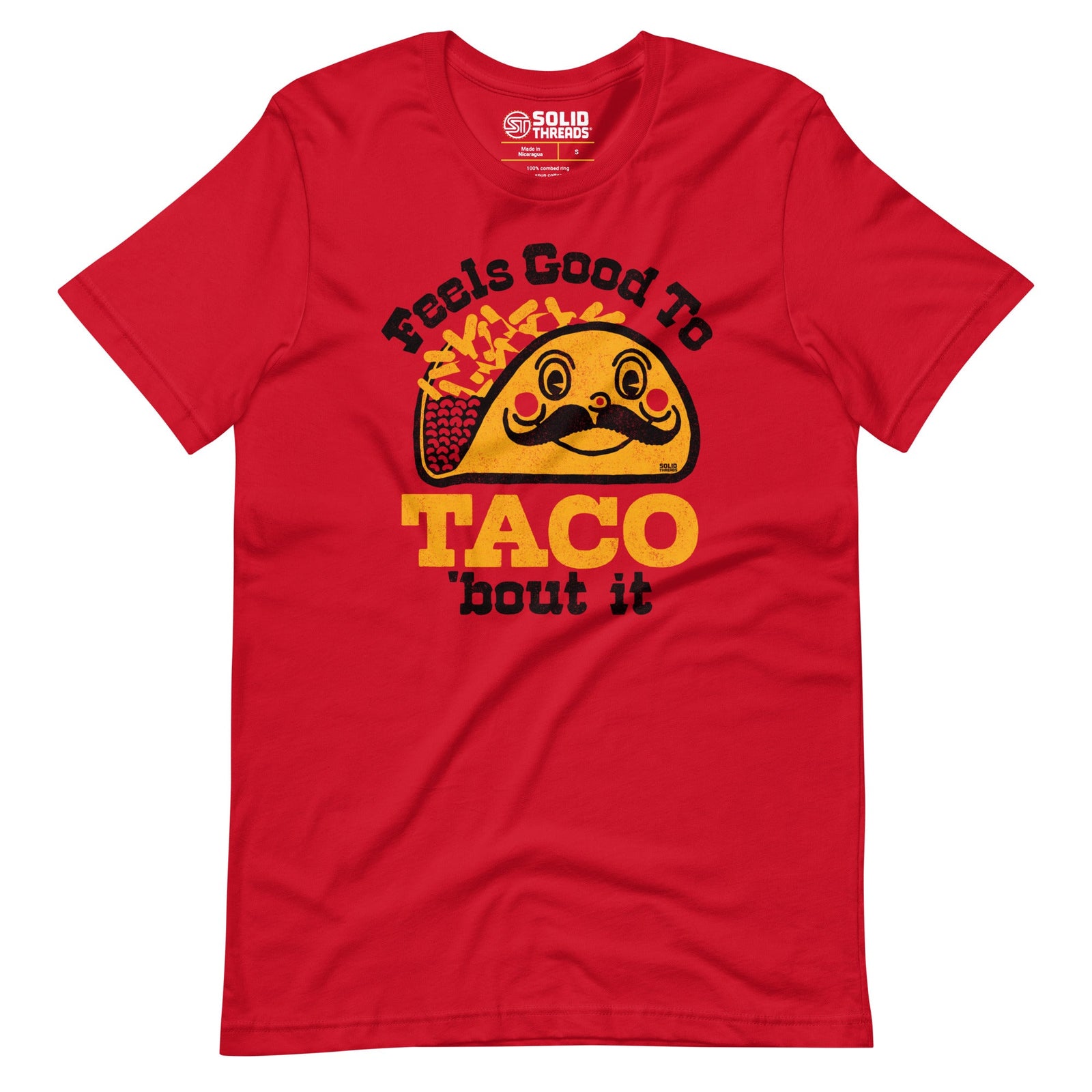 Men's Feels Good To Taco Bout It Vintage Soft Style T-Shirt | Funny Mexican Food Tee | Solid Threads