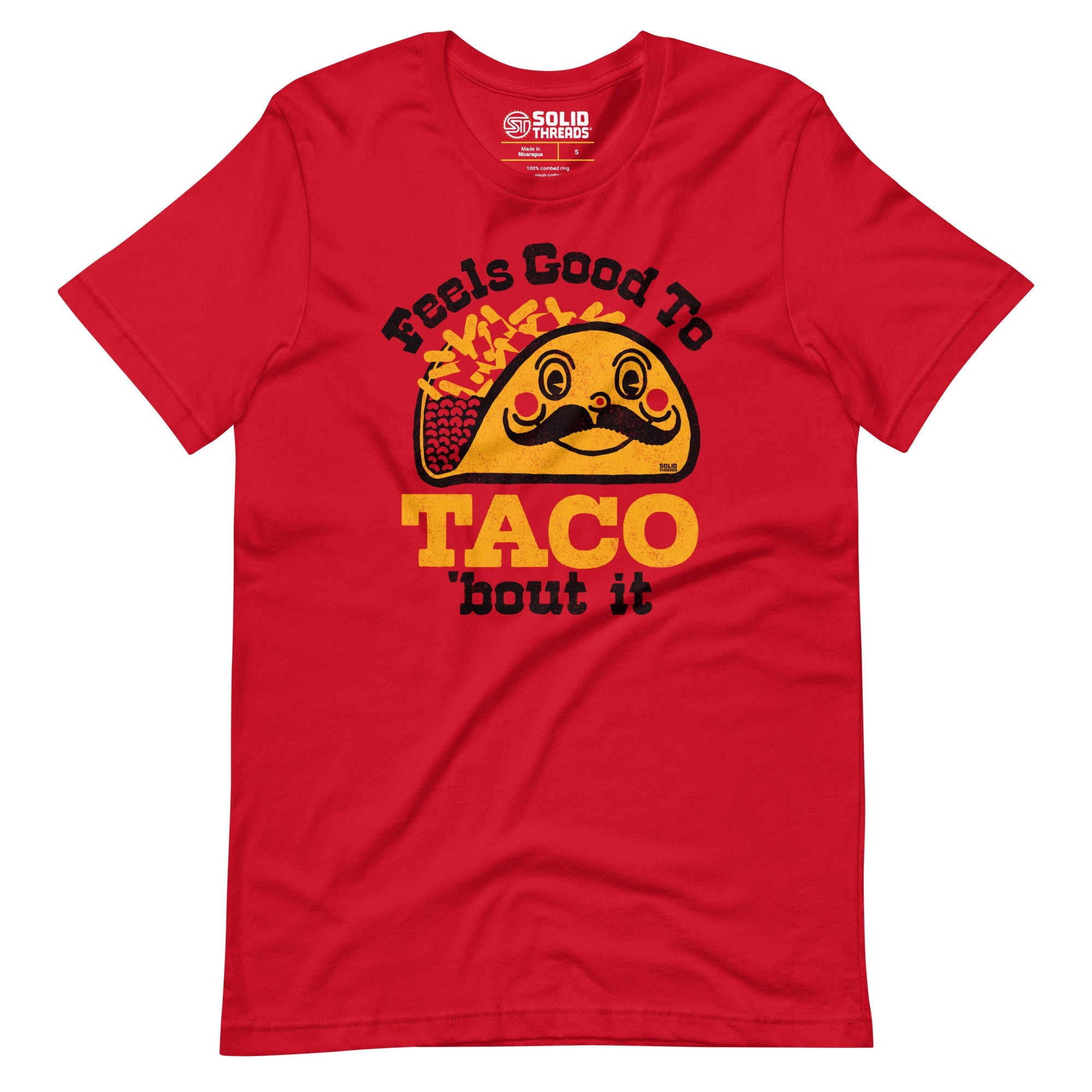 Men's Feels Good To Taco Bout It Vintage Soft Style T-Shirt | Funny Mexican Food Tee | Solid Threads