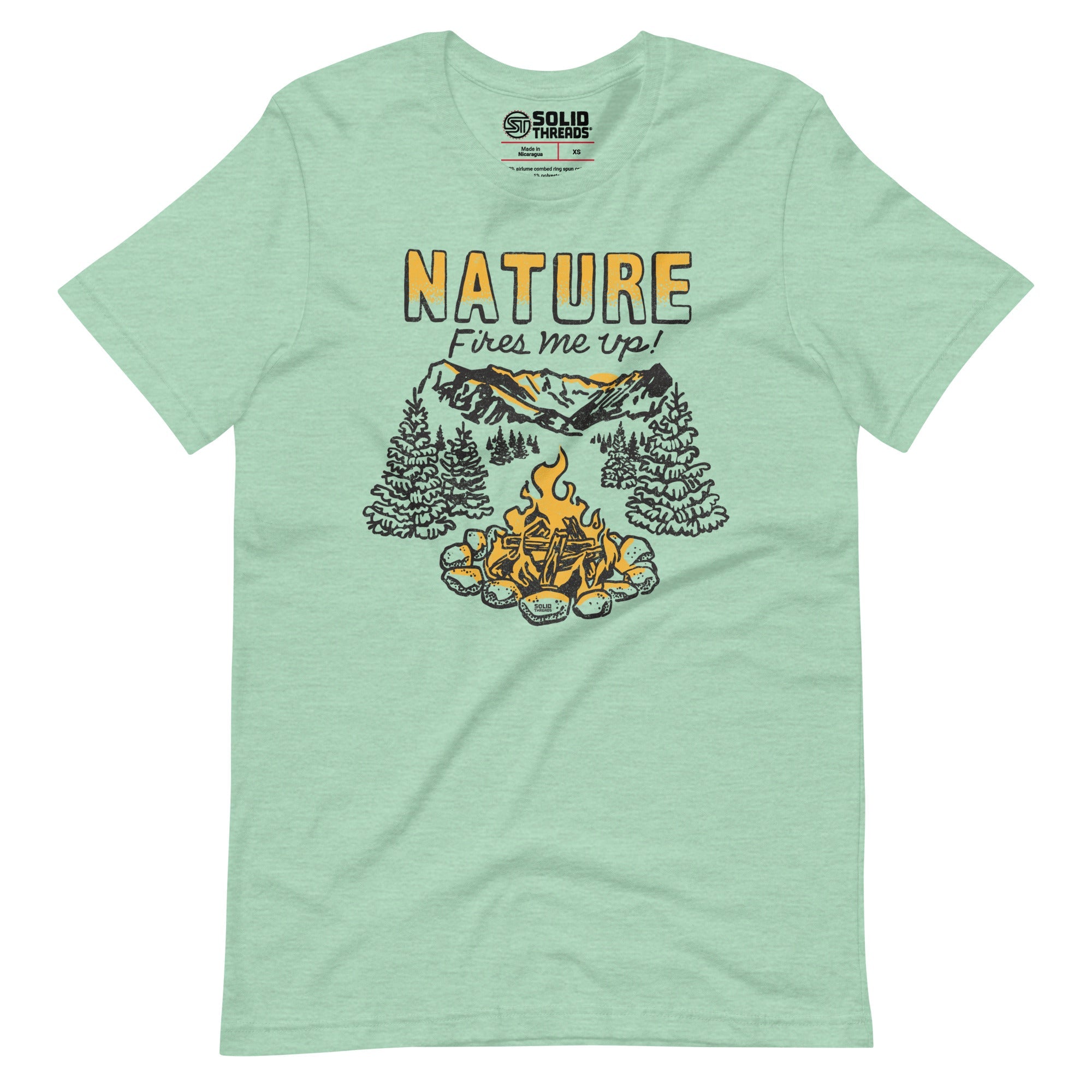 Men's Nature Fires Me Up Vintage Soft Style T-Shirt | Funny Camping Tee | Solid Threads