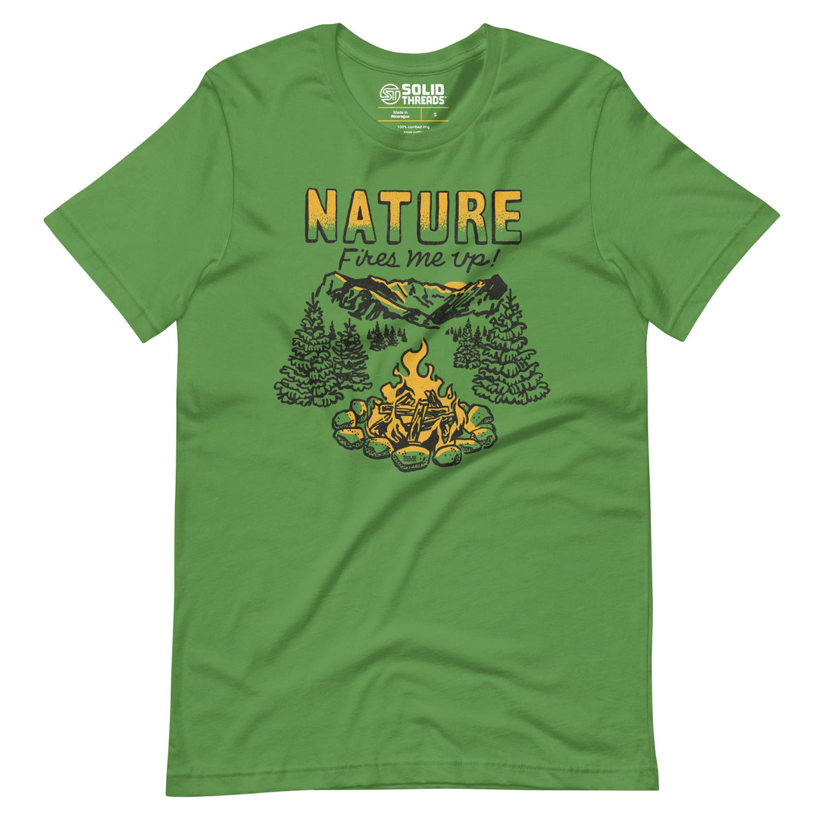 Men&#39;s Nature Fires Me Up Vintage Soft Style T-Shirt | Funny Camping Tee | Solid Threads