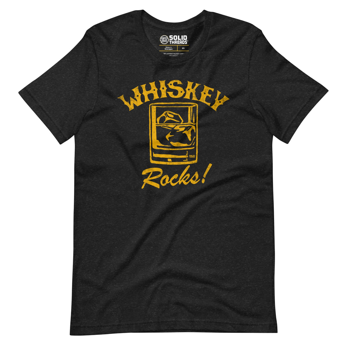 Men&#39;s Whiskey Rocks Vintage Soft Style T-Shirt | Funny Drinking Tee | Solid Threads