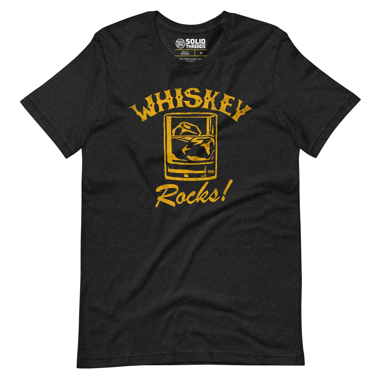 Men's Whiskey Rocks Vintage Soft Style T-Shirt | Funny Drinking Tee | Solid Threads