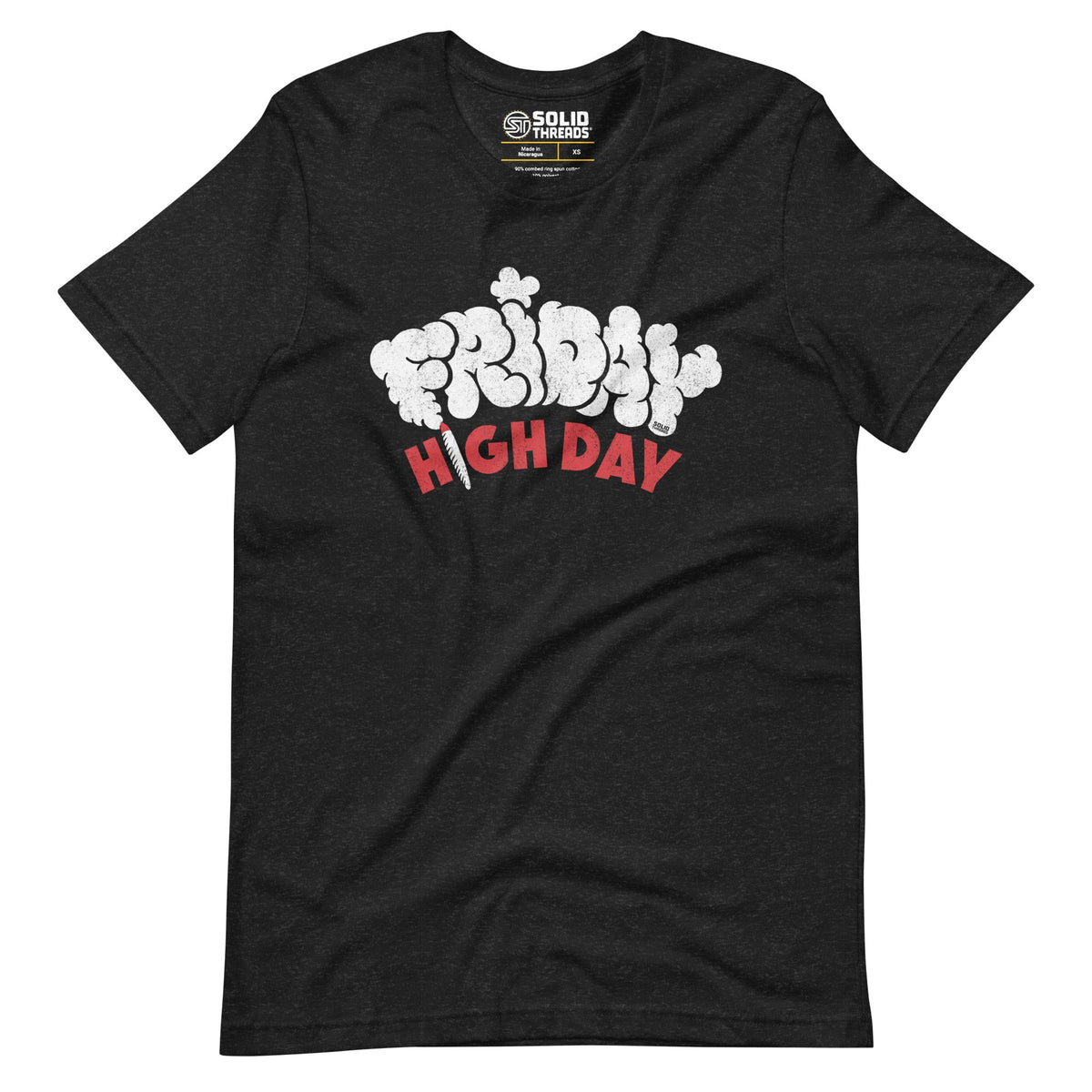 Men&#39;s Friday High Day Funny Soft Style T-Shirt | Vintage Marijuana Tee | Solid Threads