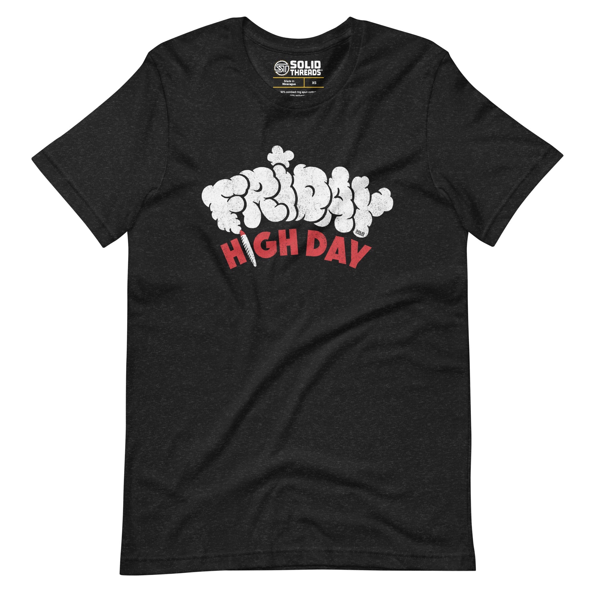 Men's Friday High Day Funny Soft Style T-Shirt | Vintage Marijuana Tee | Solid Threads