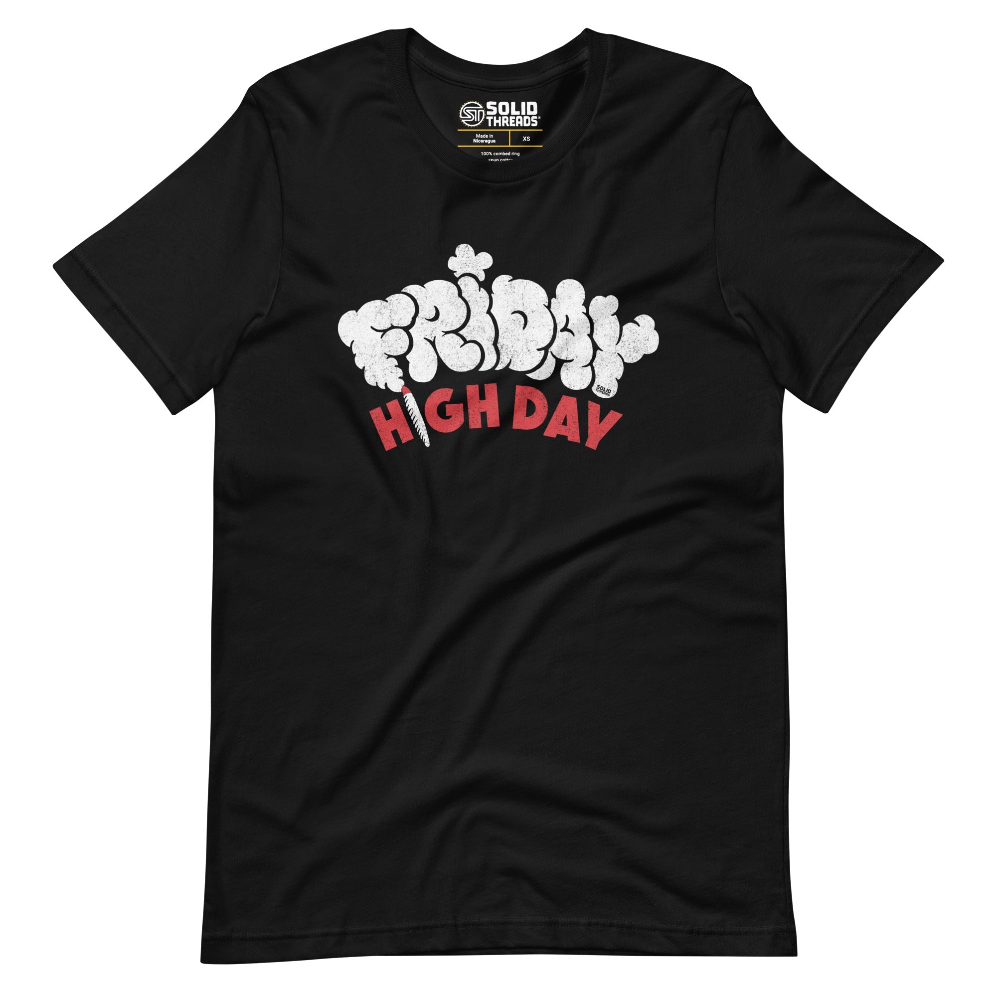 Men's Friday High Day Funny Soft Style T-Shirt | Vintage Marijuana Tee | Solid Threads