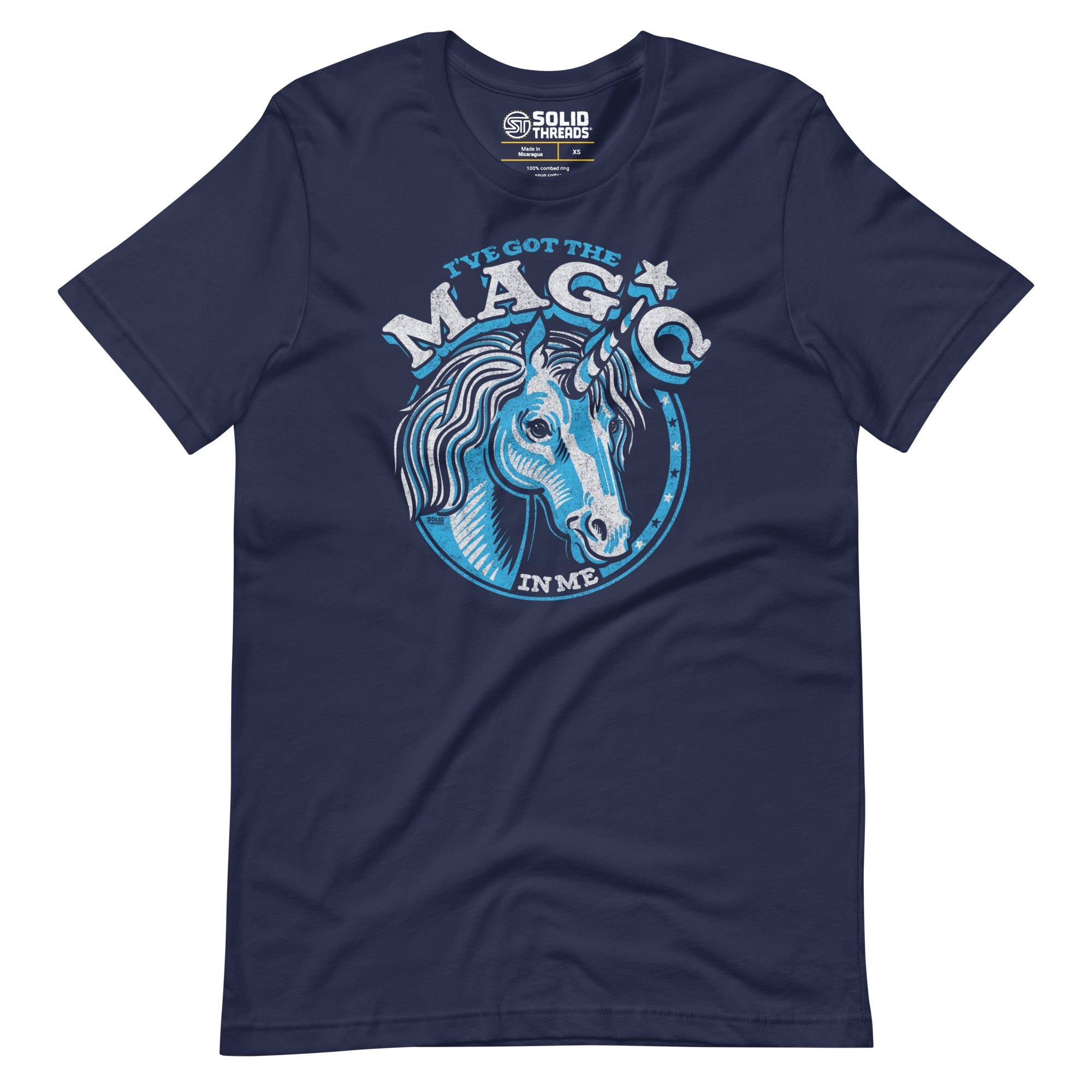 Men's Ive Got The Magic In Me Unicorn Supports Animal Rights Vintage Soft Style T-Shirt | Funny Unicorn Tee | Solid Threads