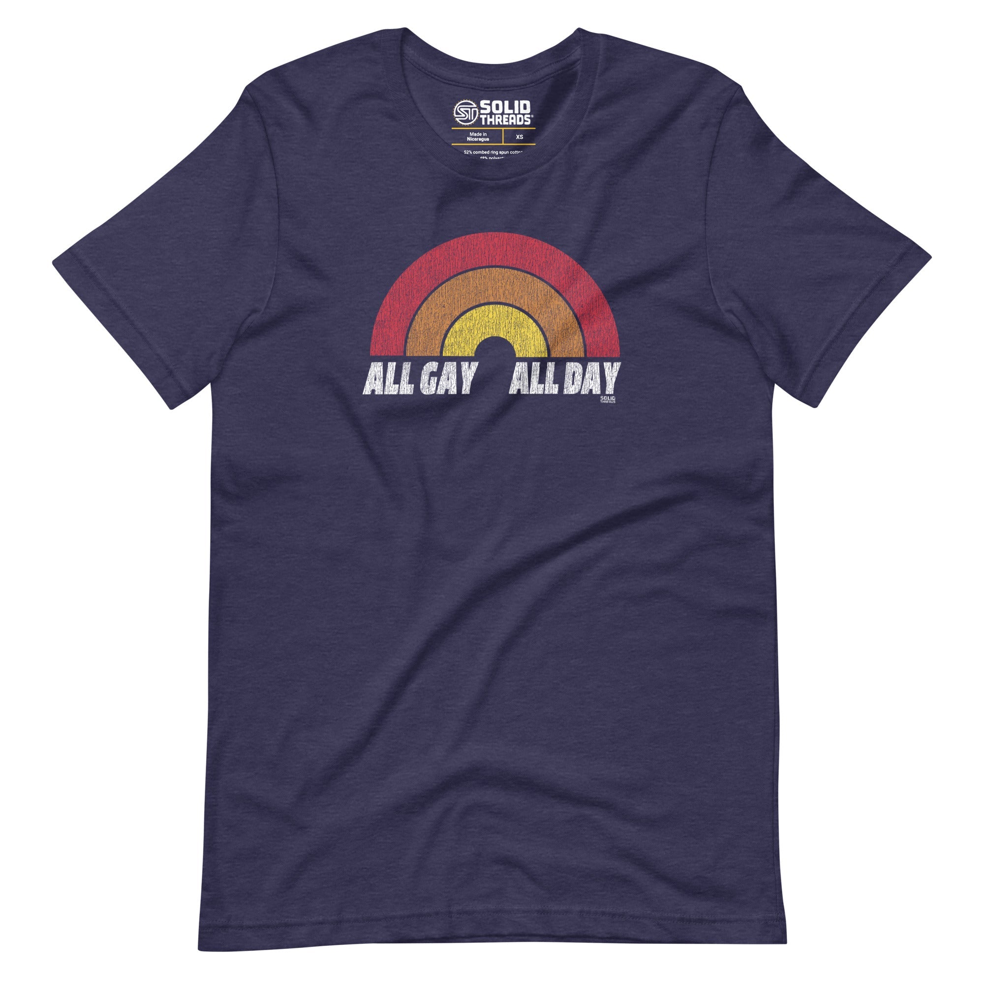 Men's All Gay All Day Vintage Soft Style T-Shirt | Retro Pride Tee | Solid Threads