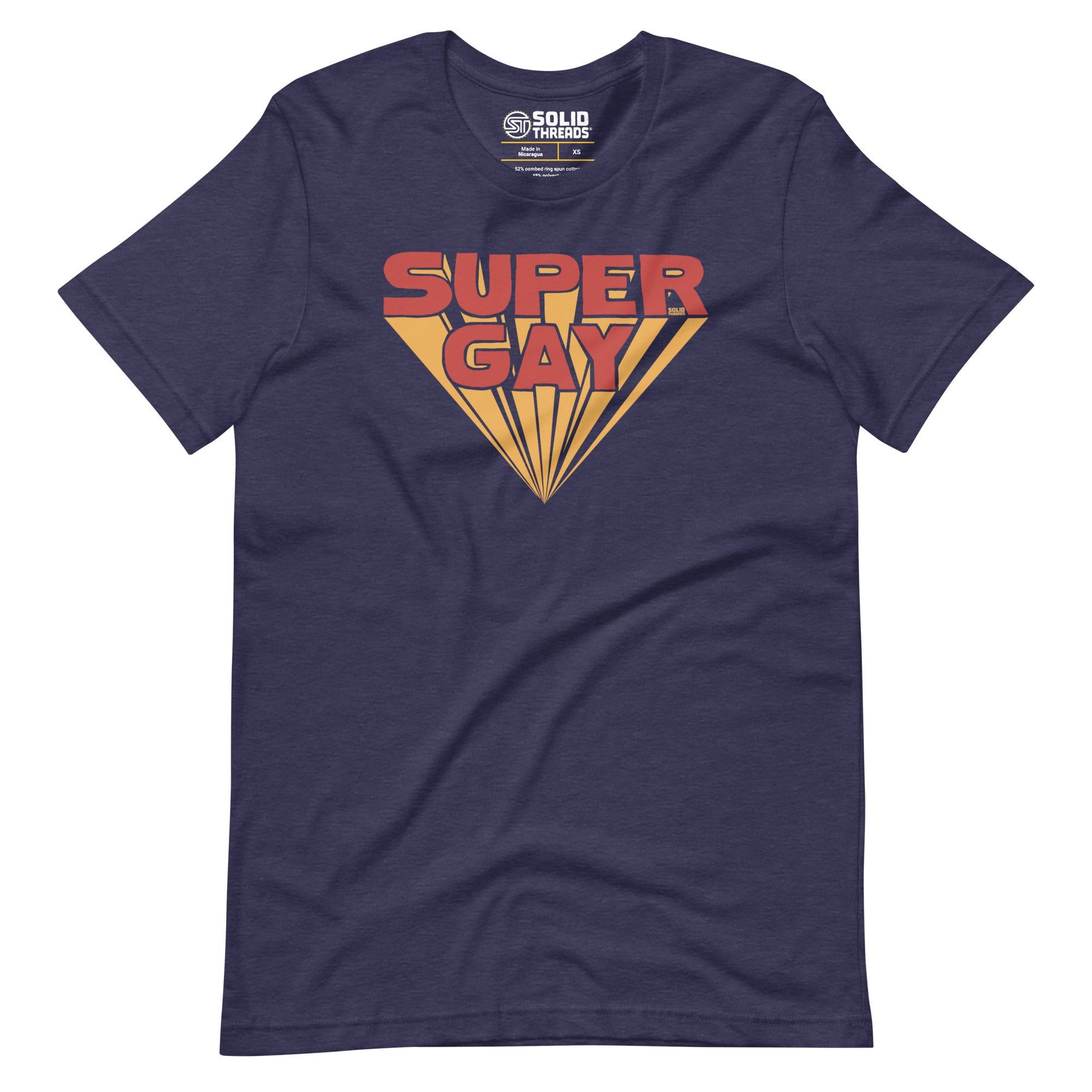 Men's Super Gay Funny Soft Style T-Shirt | Vintage Lgbtq Pride Tee | Solid Threads