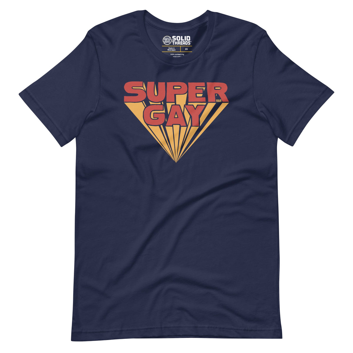 Men&#39;s Super Gay Funny Soft Style T-Shirt | Vintage Lgbtq Pride Tee | Solid Threads