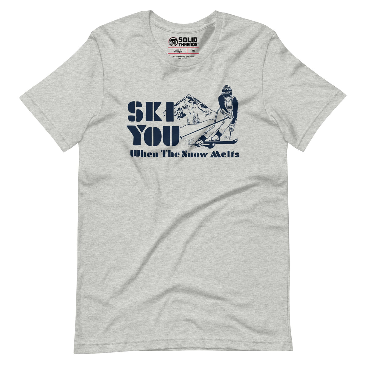 Men&#39;s Ski You When The Snow Melts Vintage Soft Style T-Shirt | Funny Snow Mountain Tee | Solid Threads