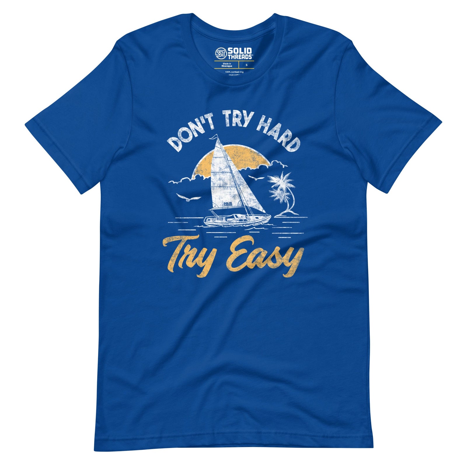 Men's Dont Try Hard Try Easy Cool Soft Style T-Shirt | Vintage Summer Tee | Solid Threads